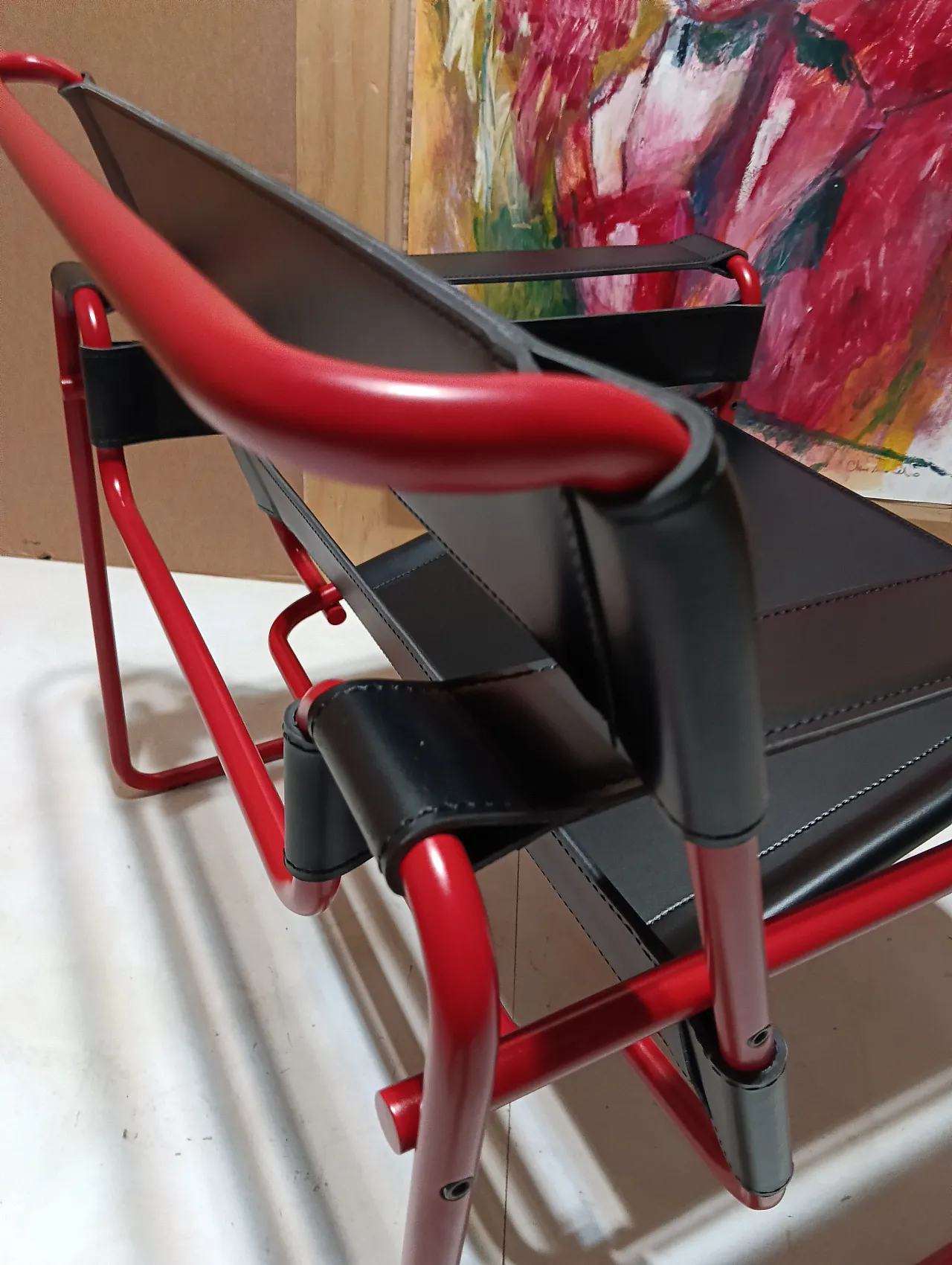 Wassily B3 armchair by Knoll in black leather in structure, 2000s 52