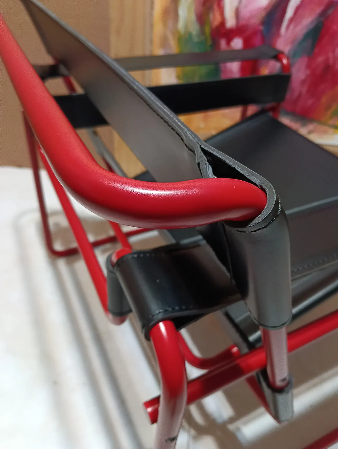 Wassily B3 armchair by Knoll in black leather in structure, 2000s 53