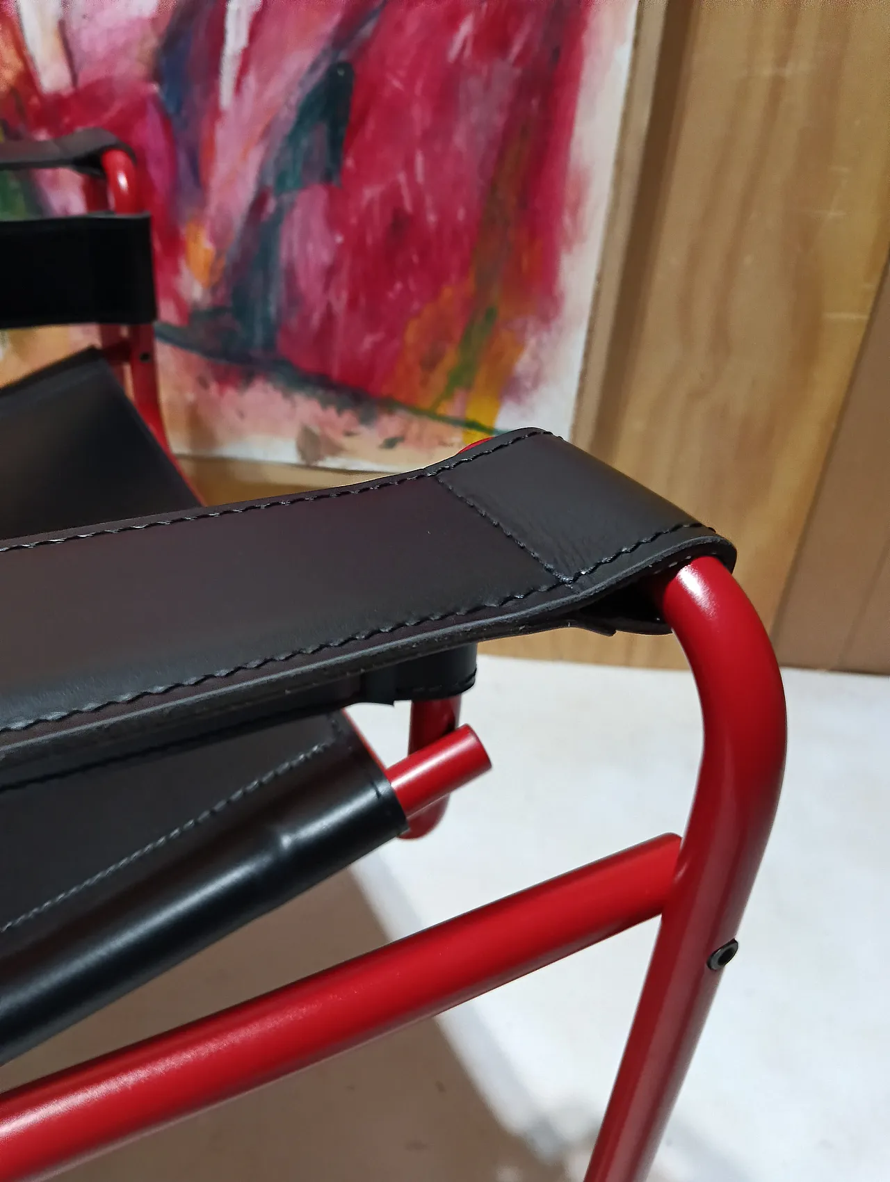 Wassily B3 armchair by Knoll in black leather in structure, 2000s 57