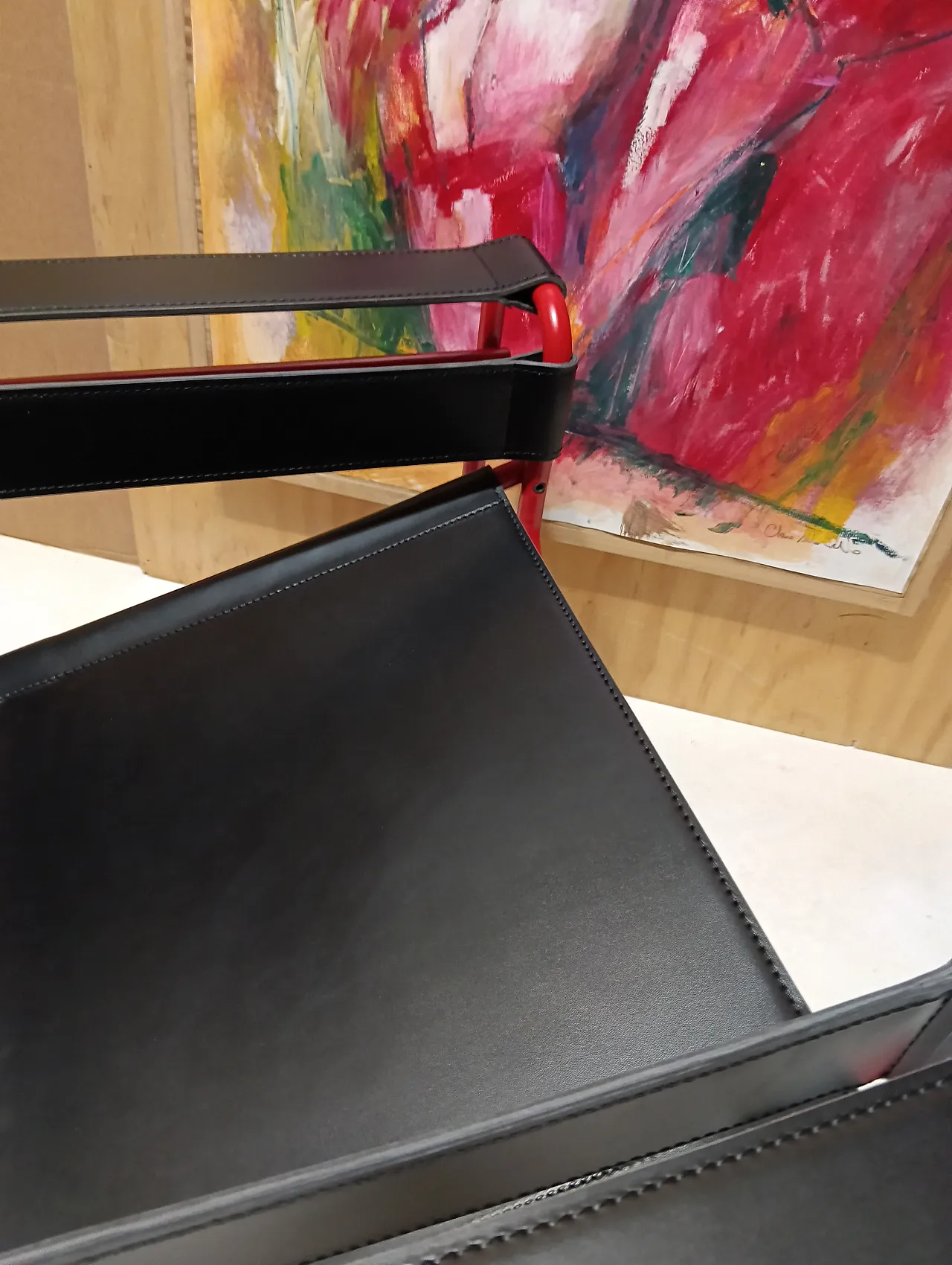 Wassily B3 armchair by Knoll in black leather in structure, 2000s 58