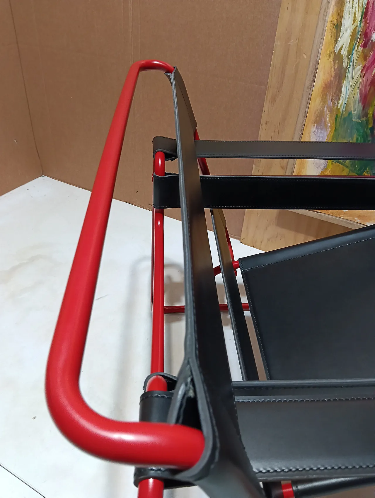 Wassily B3 armchair by Knoll in black leather in structure, 2000s 59