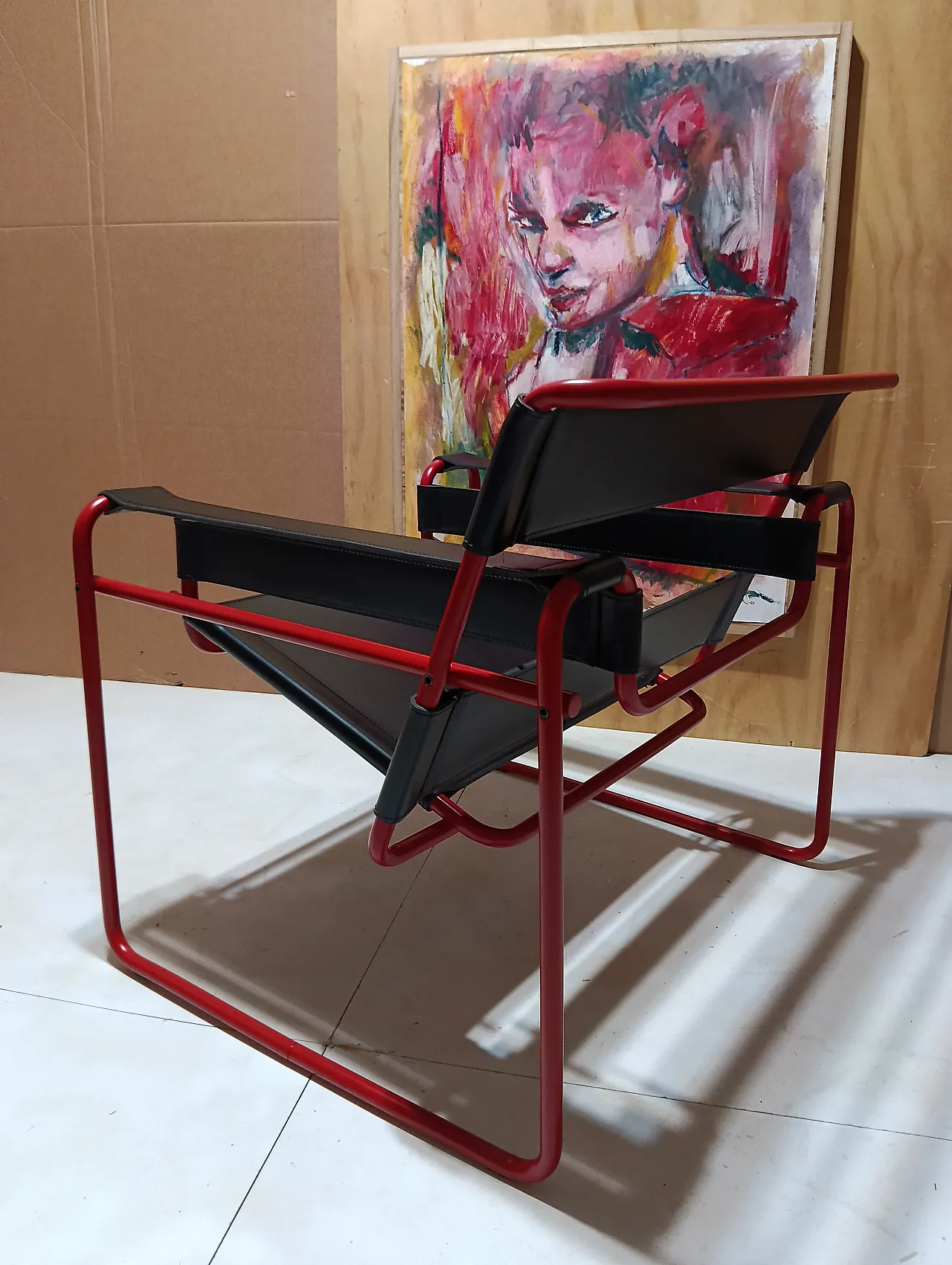 Wassily B3 armchair by Knoll in black leather in structure, 2000s 60