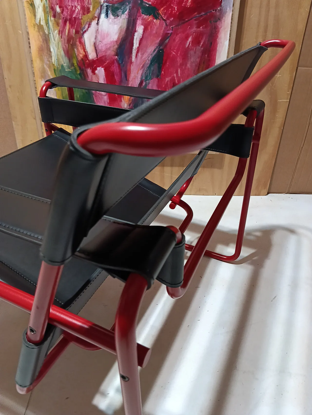 Wassily B3 armchair by Knoll in black leather in structure, 2000s 61