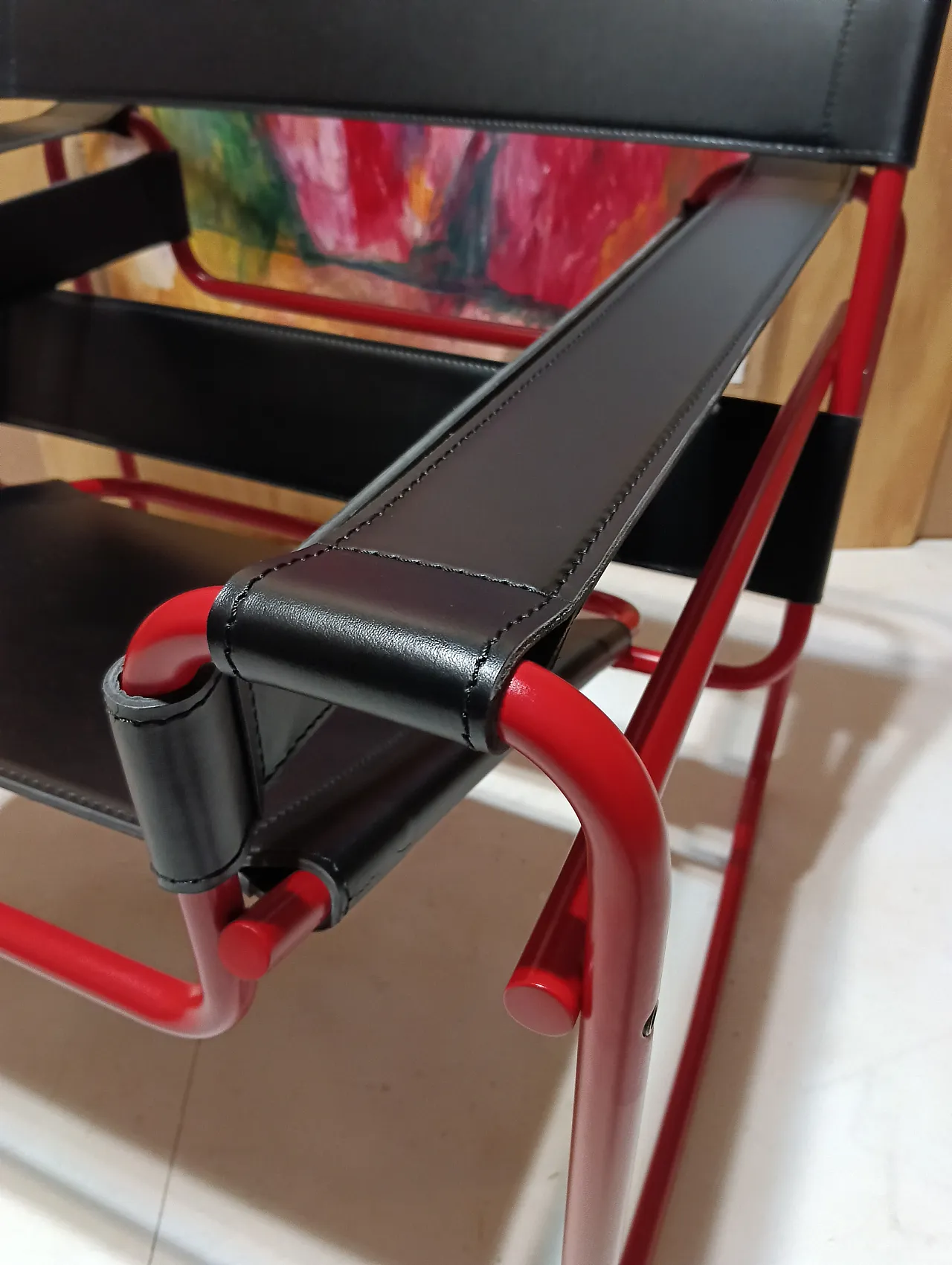 Wassily B3 armchair by Knoll in black leather in structure, 2000s 66