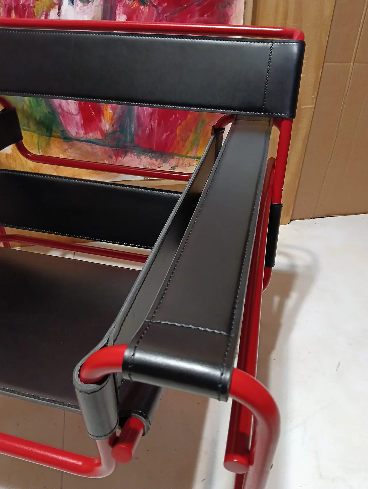 Wassily B3 armchair by Knoll in black leather in structure, 2000s 70