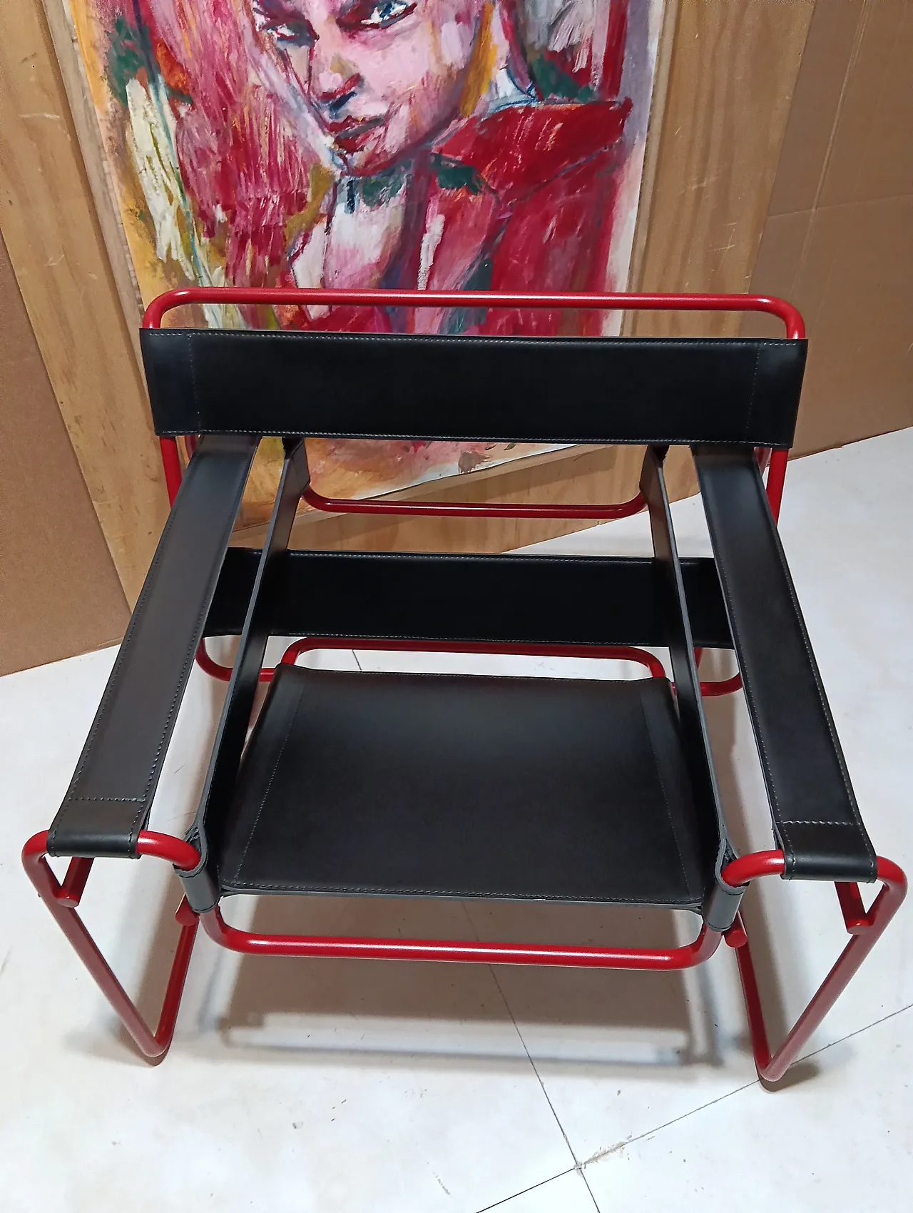 Wassily B3 armchair by Knoll in black leather in structure, 2000s 71