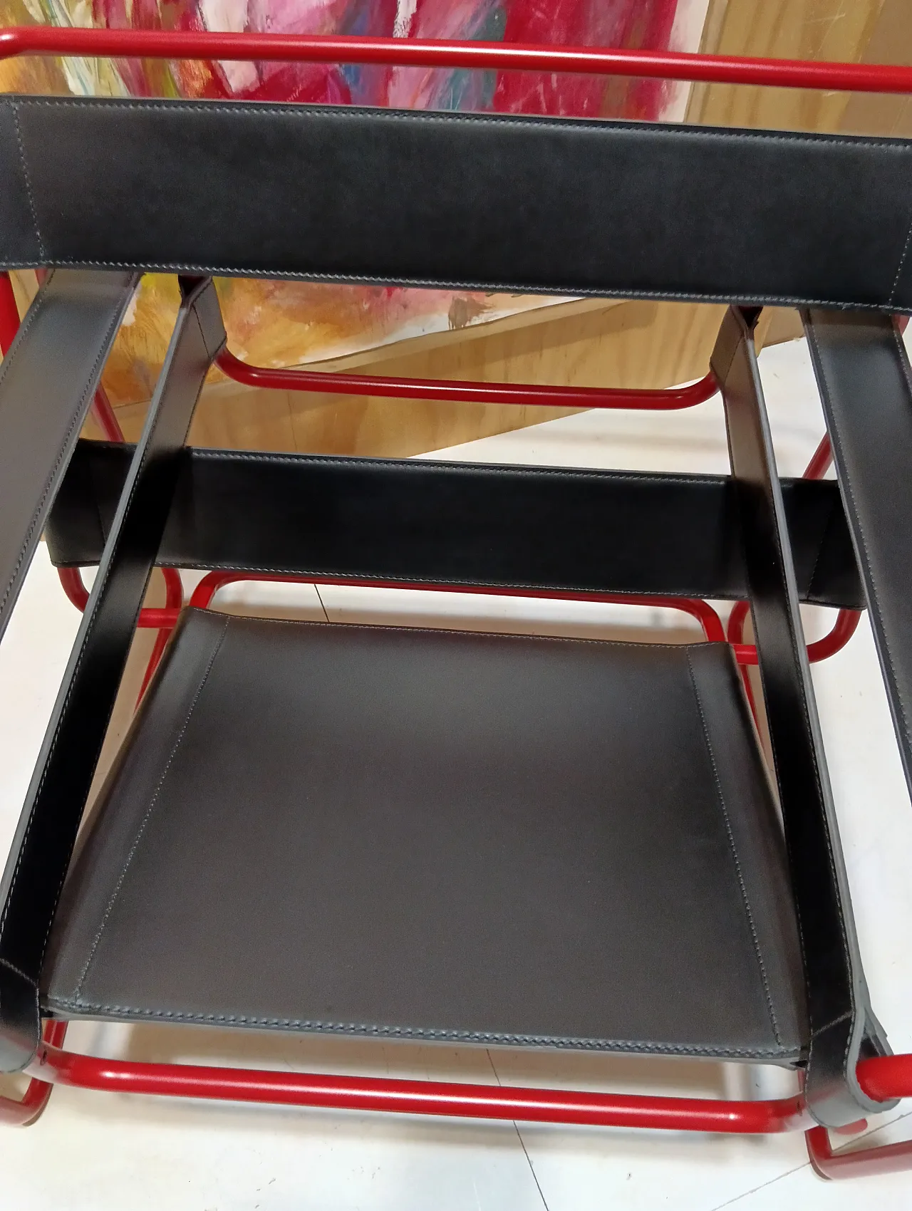 Wassily B3 armchair by Knoll in black leather in structure, 2000s 73