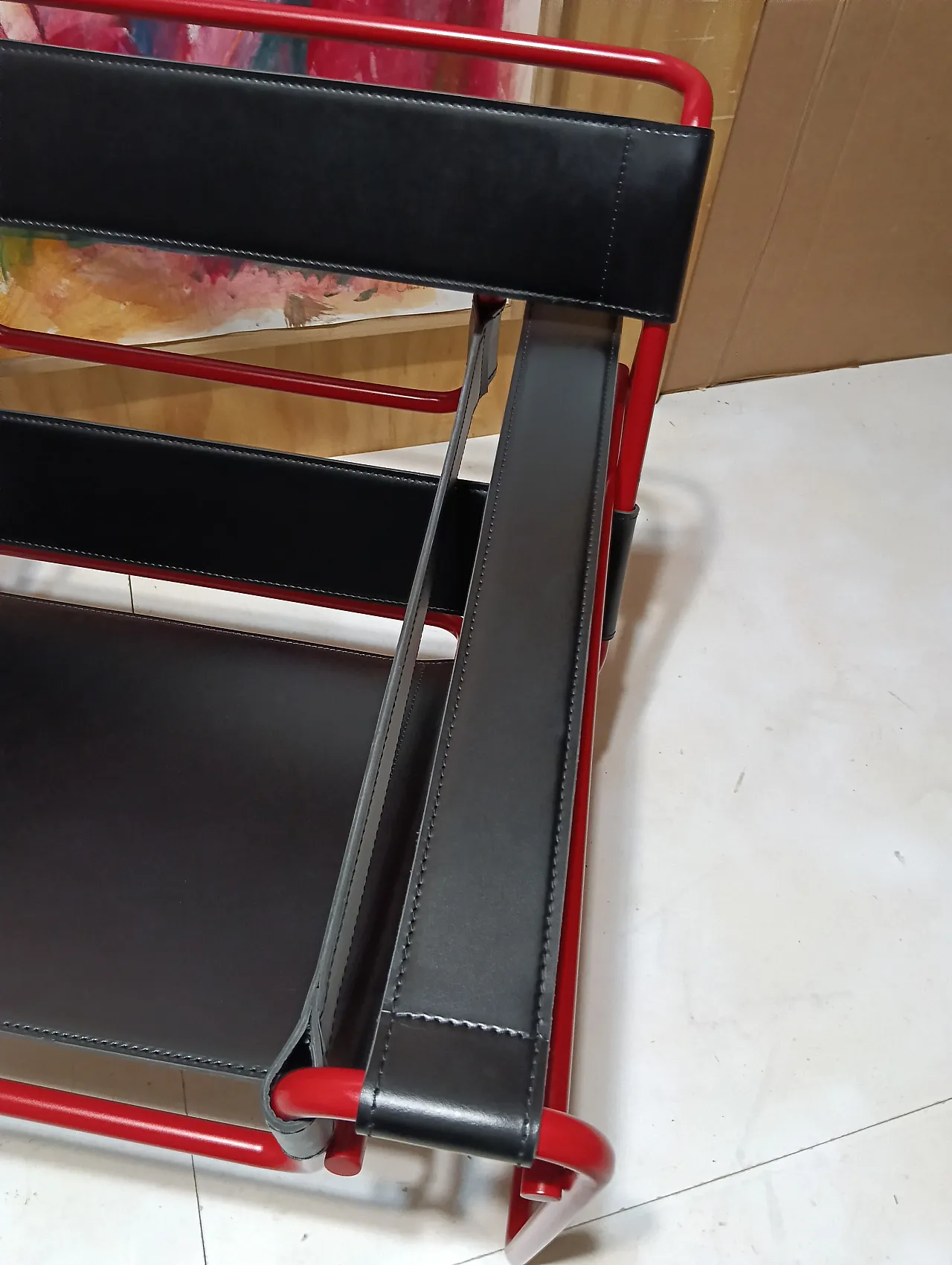 Wassily B3 armchair by Knoll in black leather in structure, 2000s 74