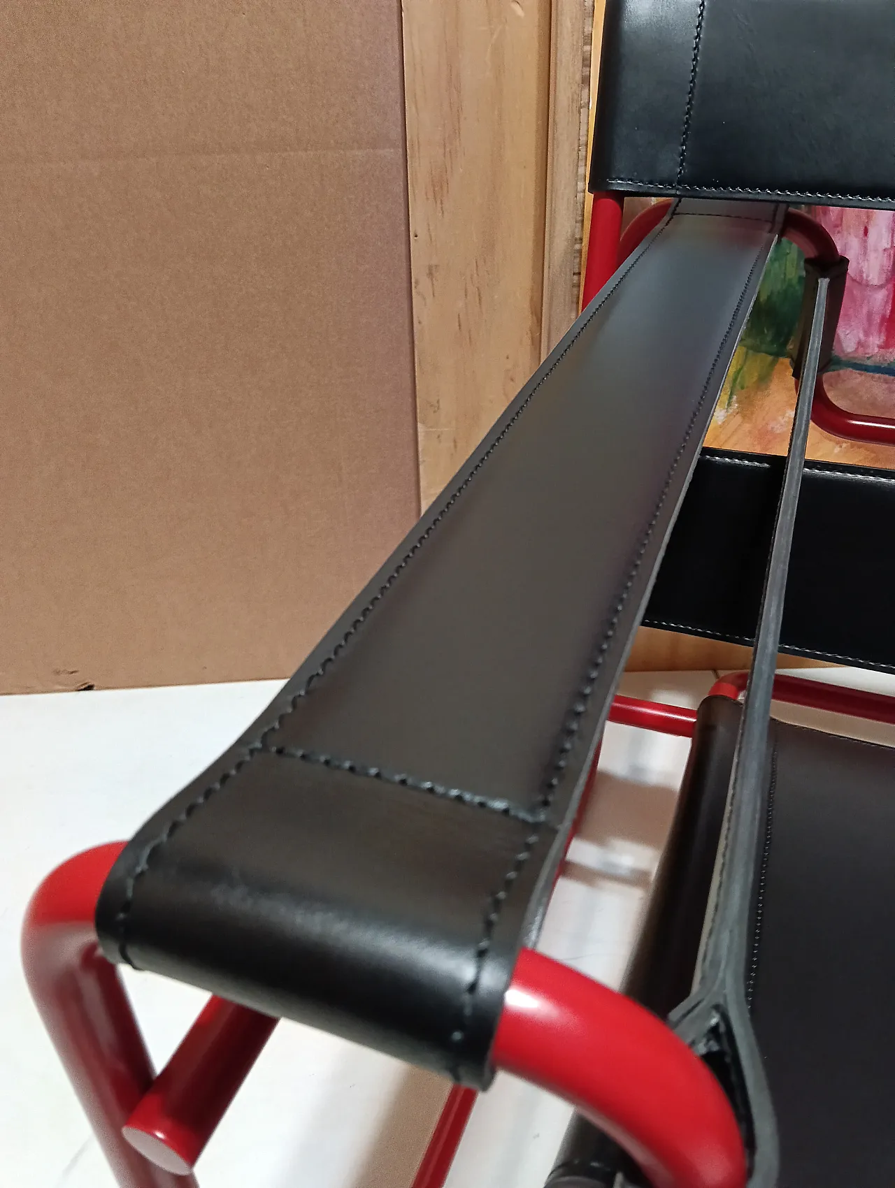 Wassily B3 armchair by Knoll in black leather in structure, 2000s 78