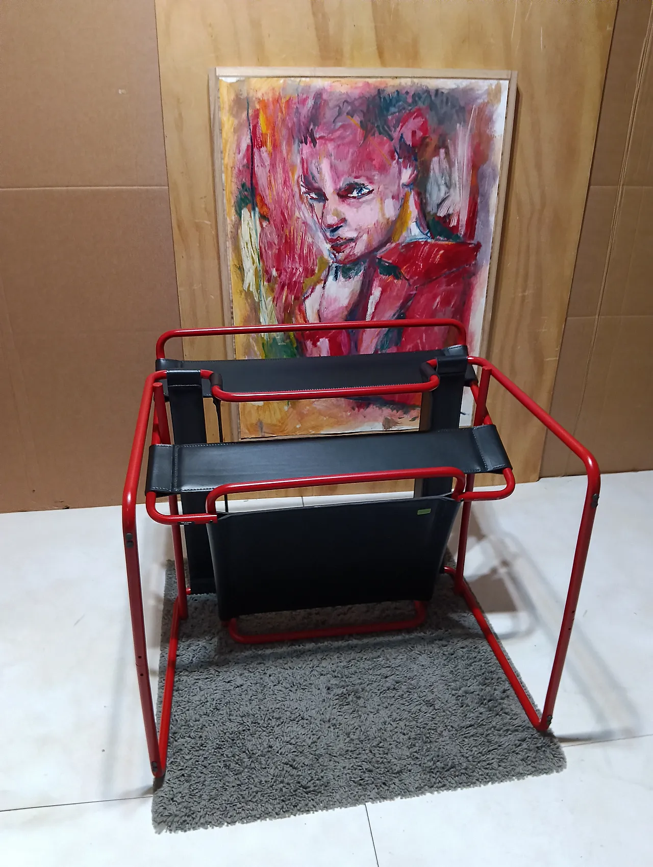 Wassily B3 armchair by Knoll in black leather in structure, 2000s 81