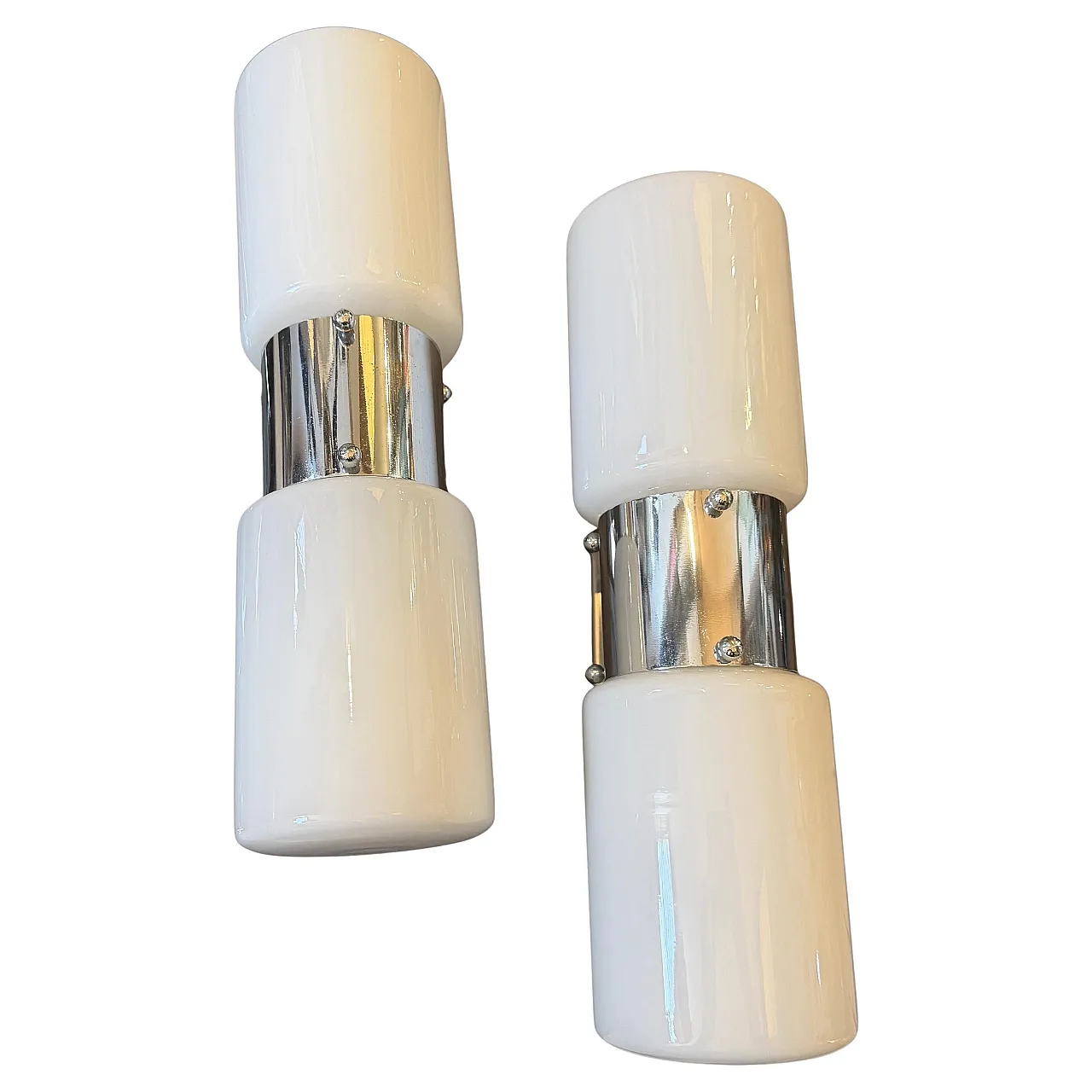 Pair of steel and glass wall sconces By Mazzega, 1960s 1