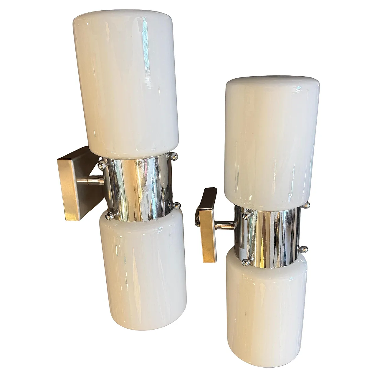 Pair of steel and glass wall sconces By Mazzega, 1960s 2