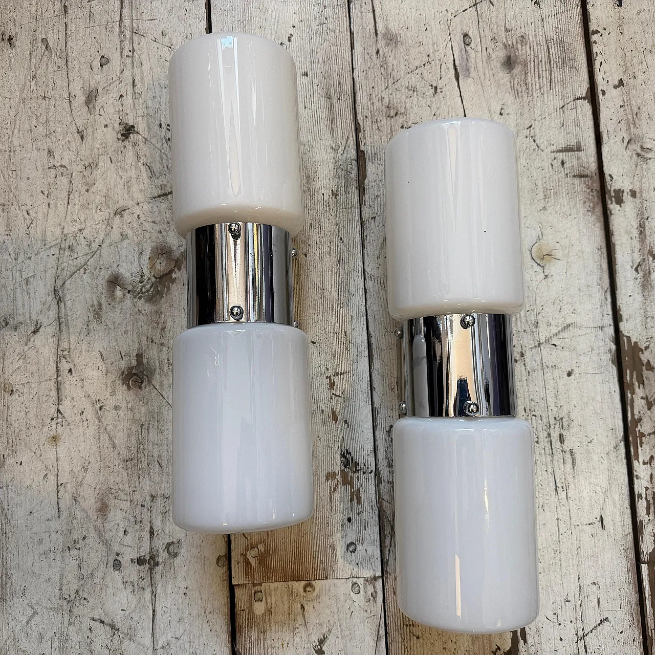 Pair of steel and glass wall sconces By Mazzega, 1960s 4