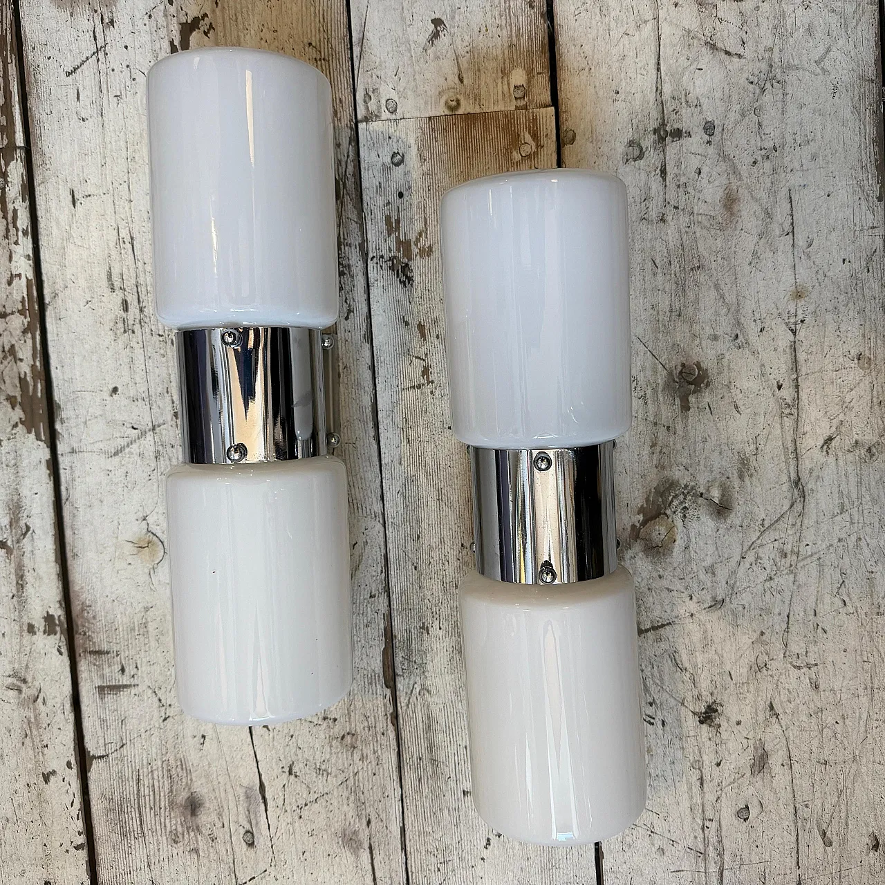 Pair of steel and glass wall sconces By Mazzega, 1960s 11