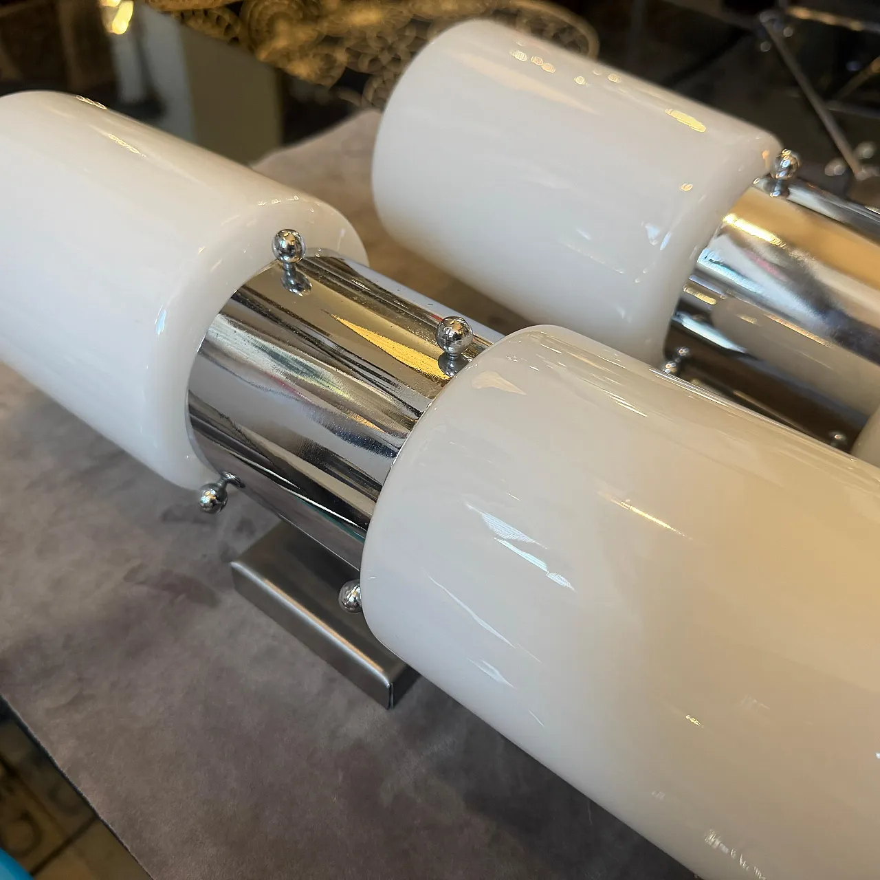 Pair of steel and glass wall sconces By Mazzega, 1960s 13