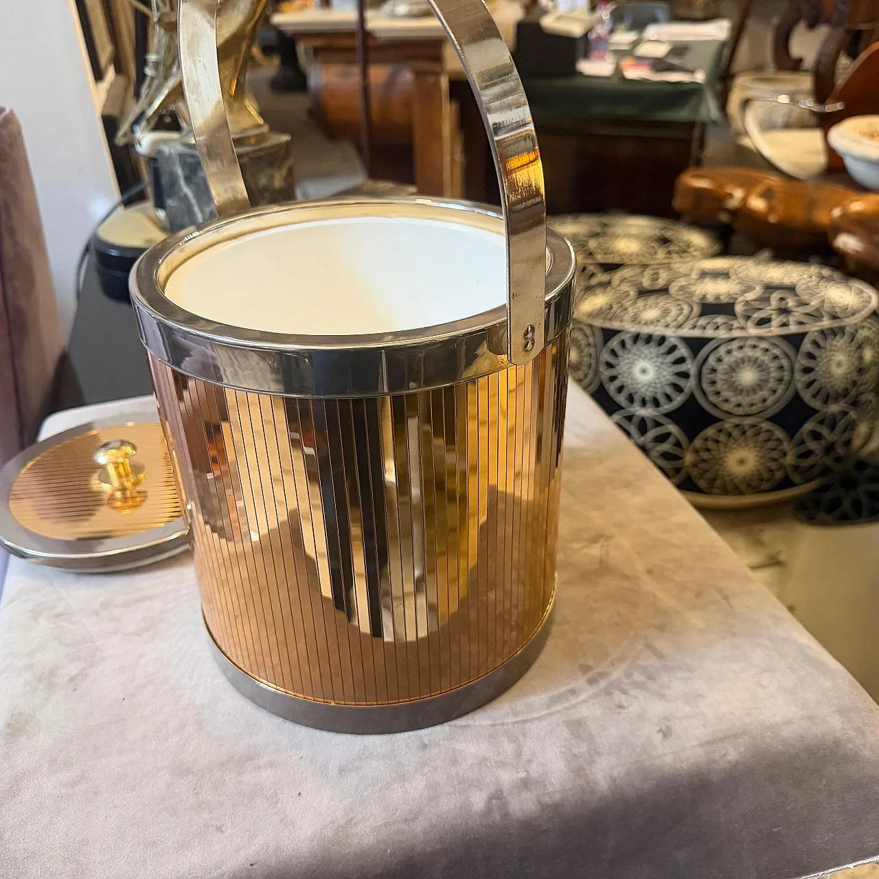 Mid-Century Modern brass and silver plated ice bucket by Lidian, 1970s 6