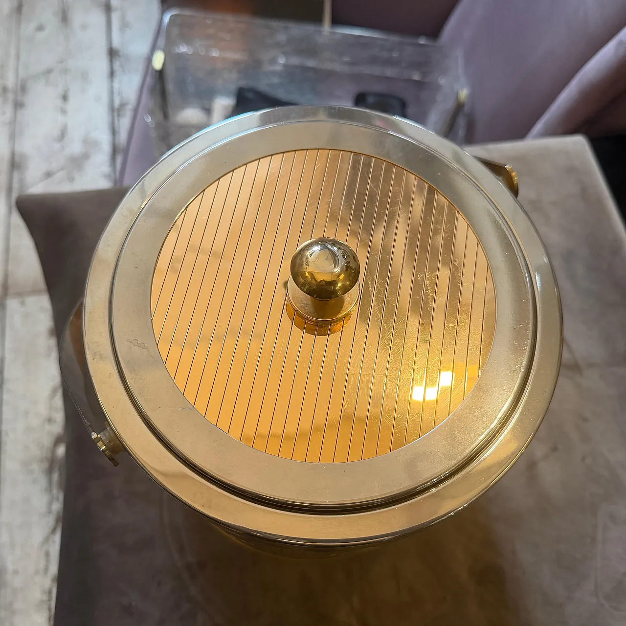 Mid-Century Modern brass and silver plated ice bucket by Lidian, 1970s 12