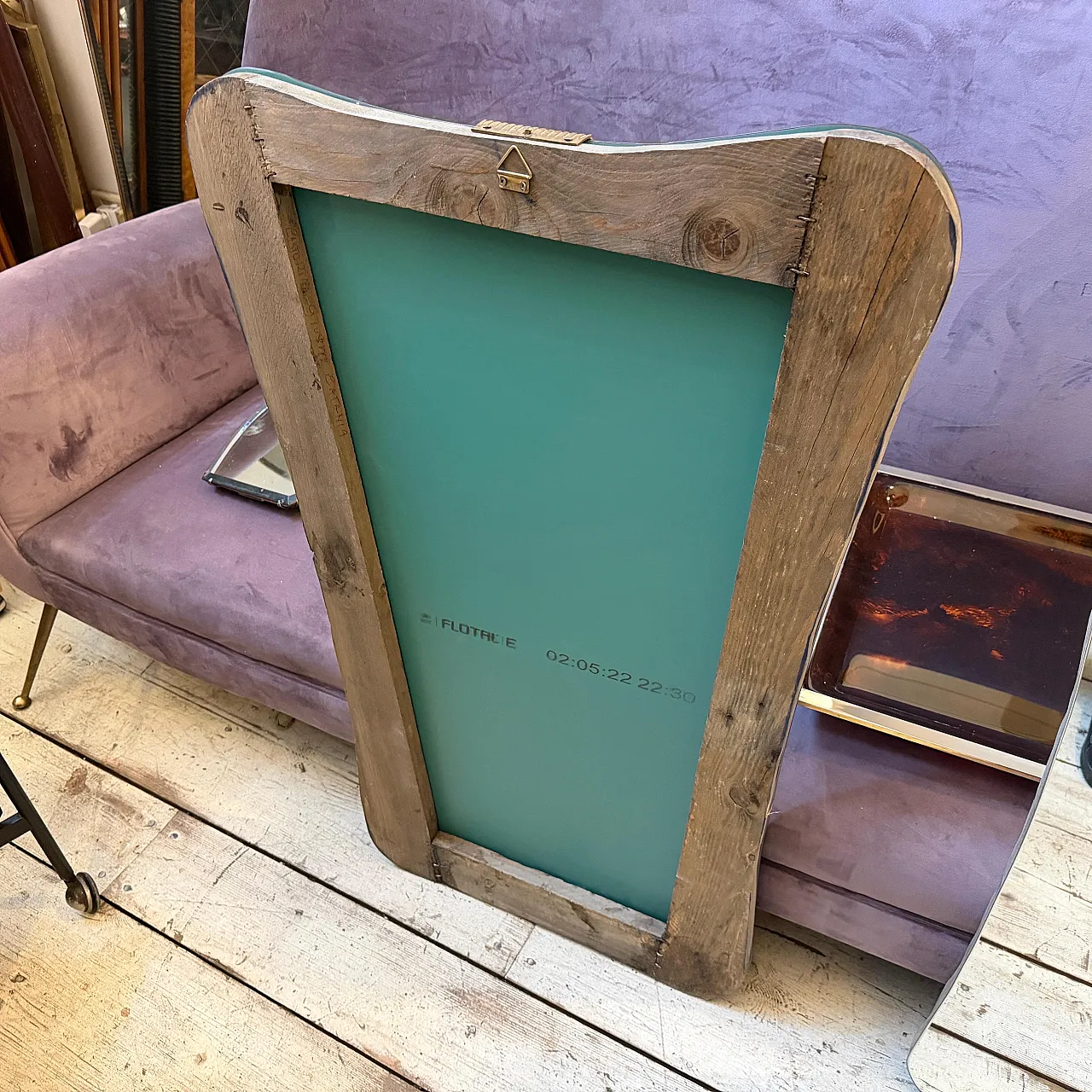 Coppia di specchi da parete in legno e ottone di Gio Ponti, anni '50 2