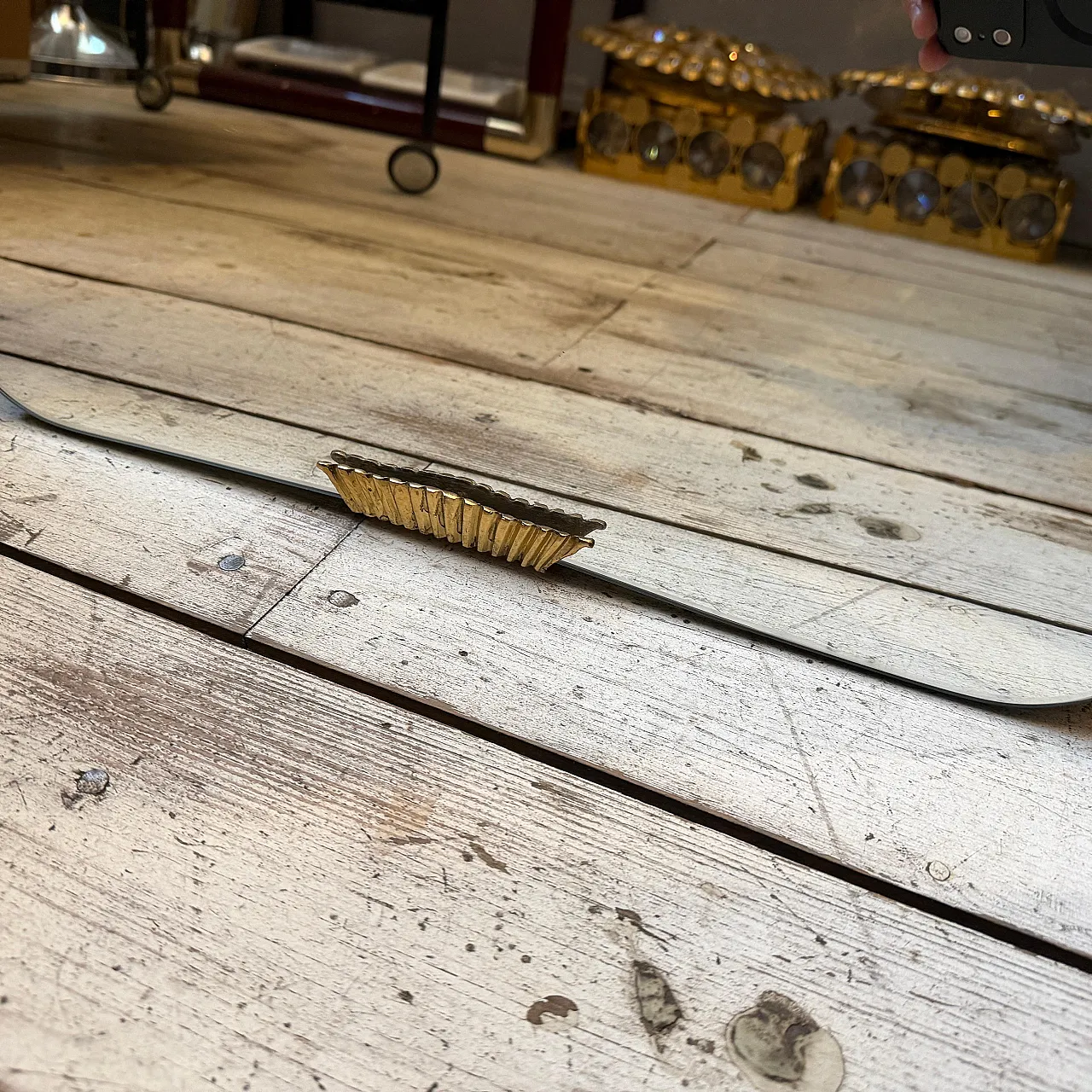 Coppia di specchi da parete in legno e ottone di Gio Ponti, anni '50 7