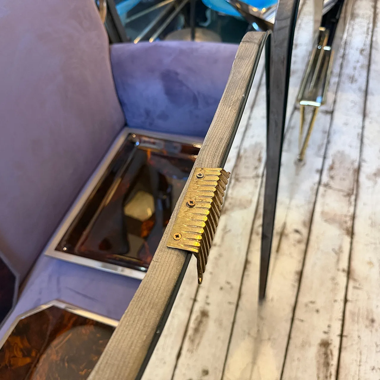 Coppia di specchi da parete in legno e ottone di Gio Ponti, anni '50 10