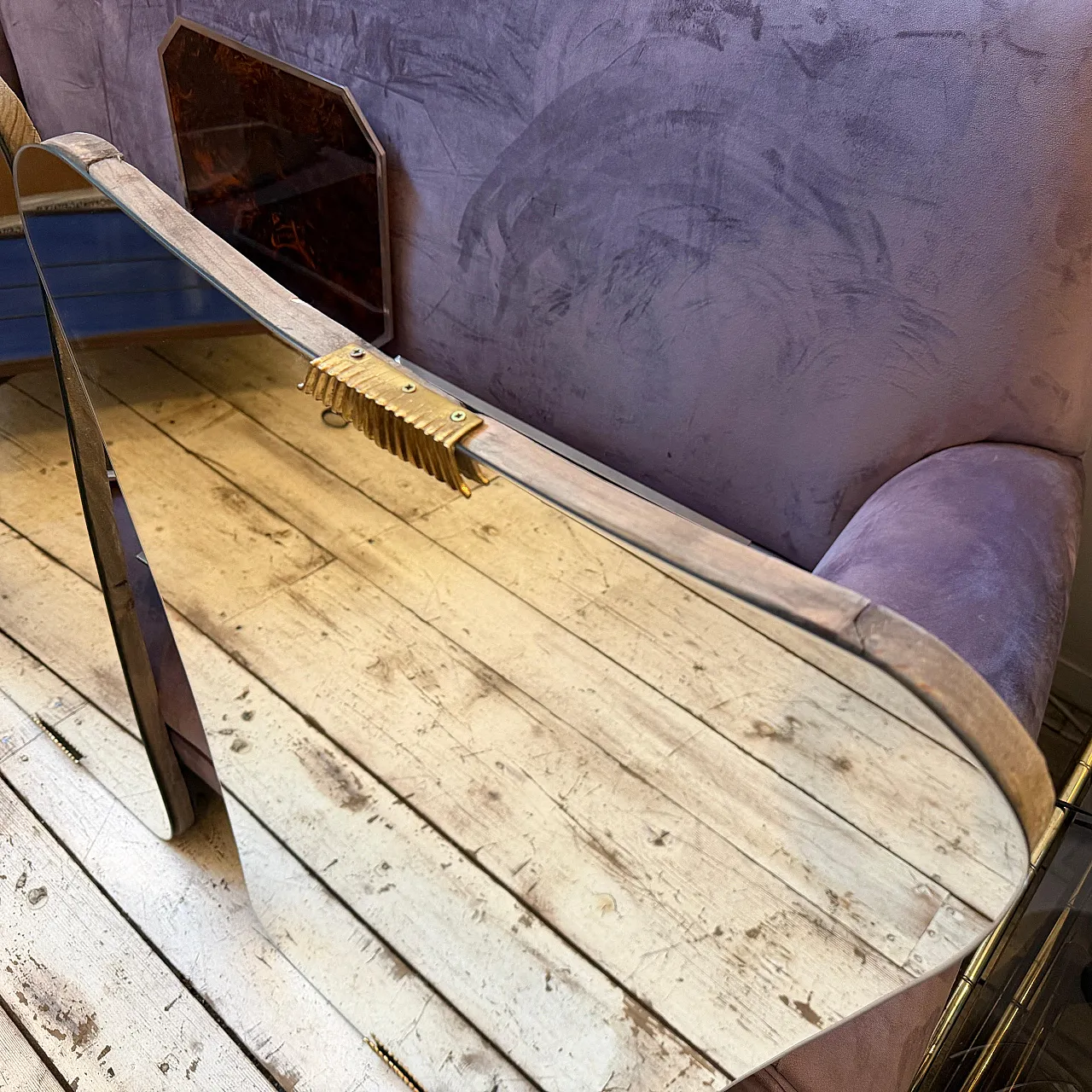 Coppia di specchi da parete in legno e ottone di Gio Ponti, anni '50 15