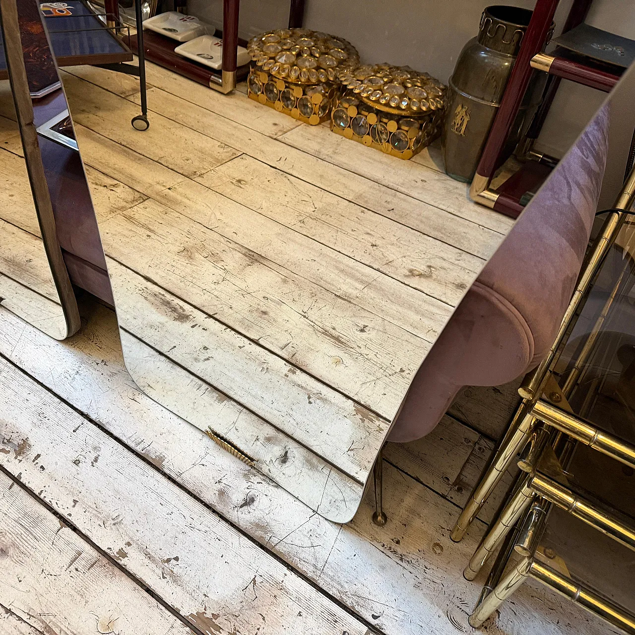 Coppia di specchi da parete in legno e ottone di Gio Ponti, anni '50 17