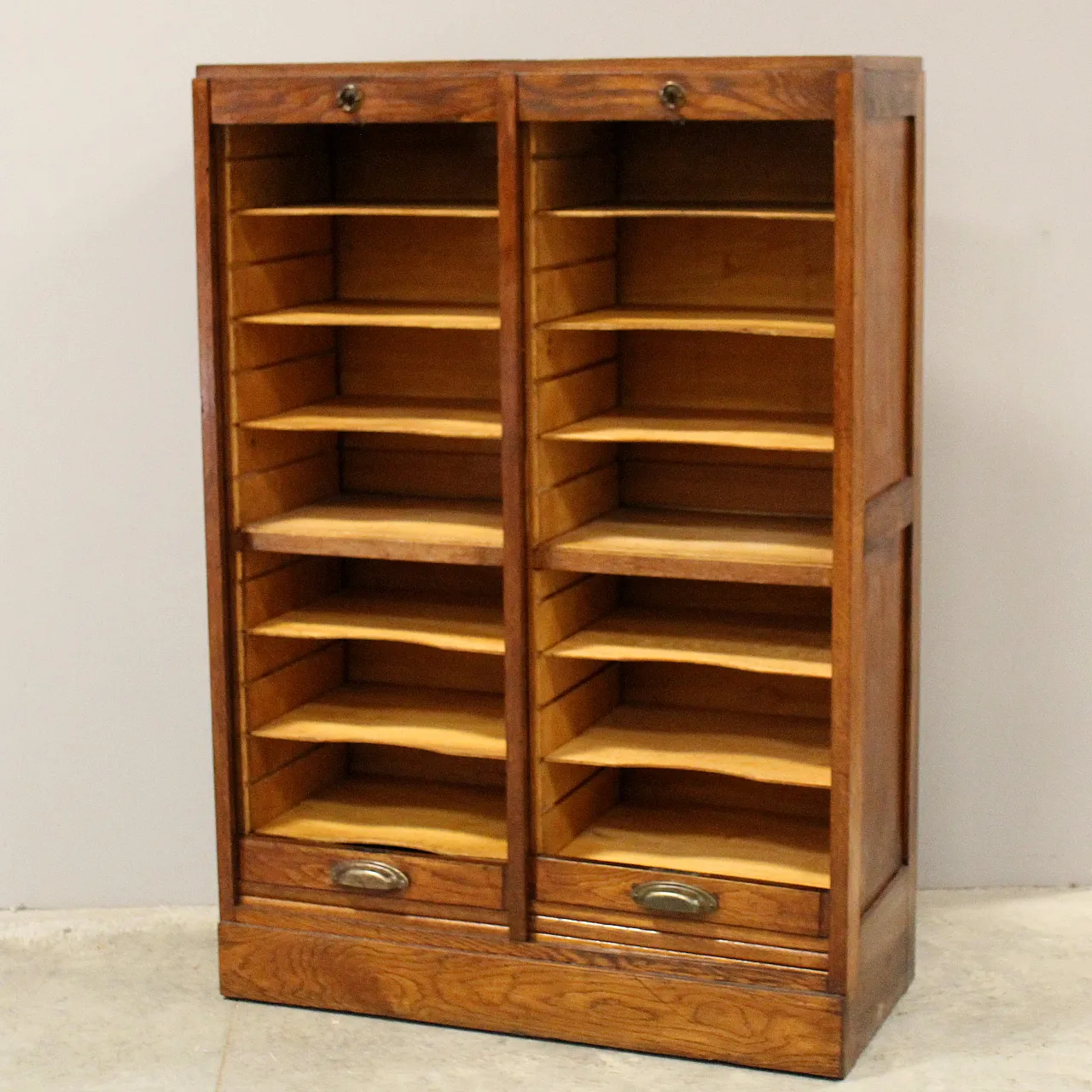 Filing cabinet with oak archive filing shutter, early 1900s 5