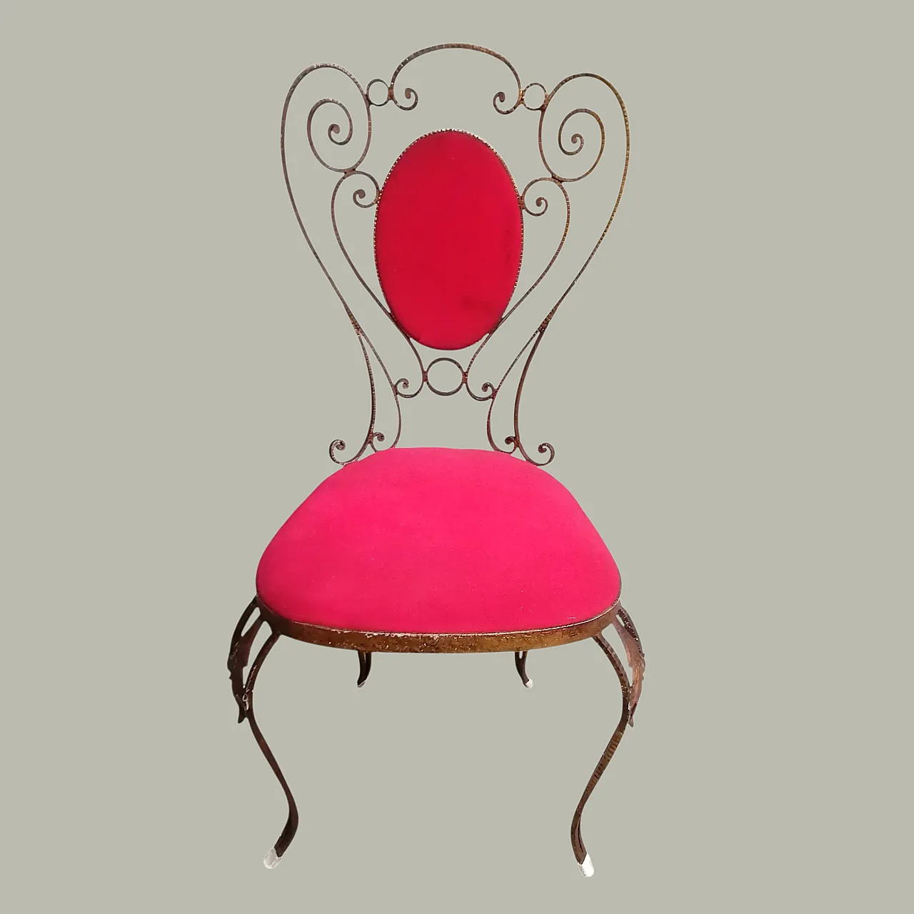 Specchiera e sedia in ferro battuto di Pierluigi Colli, anni '60 2