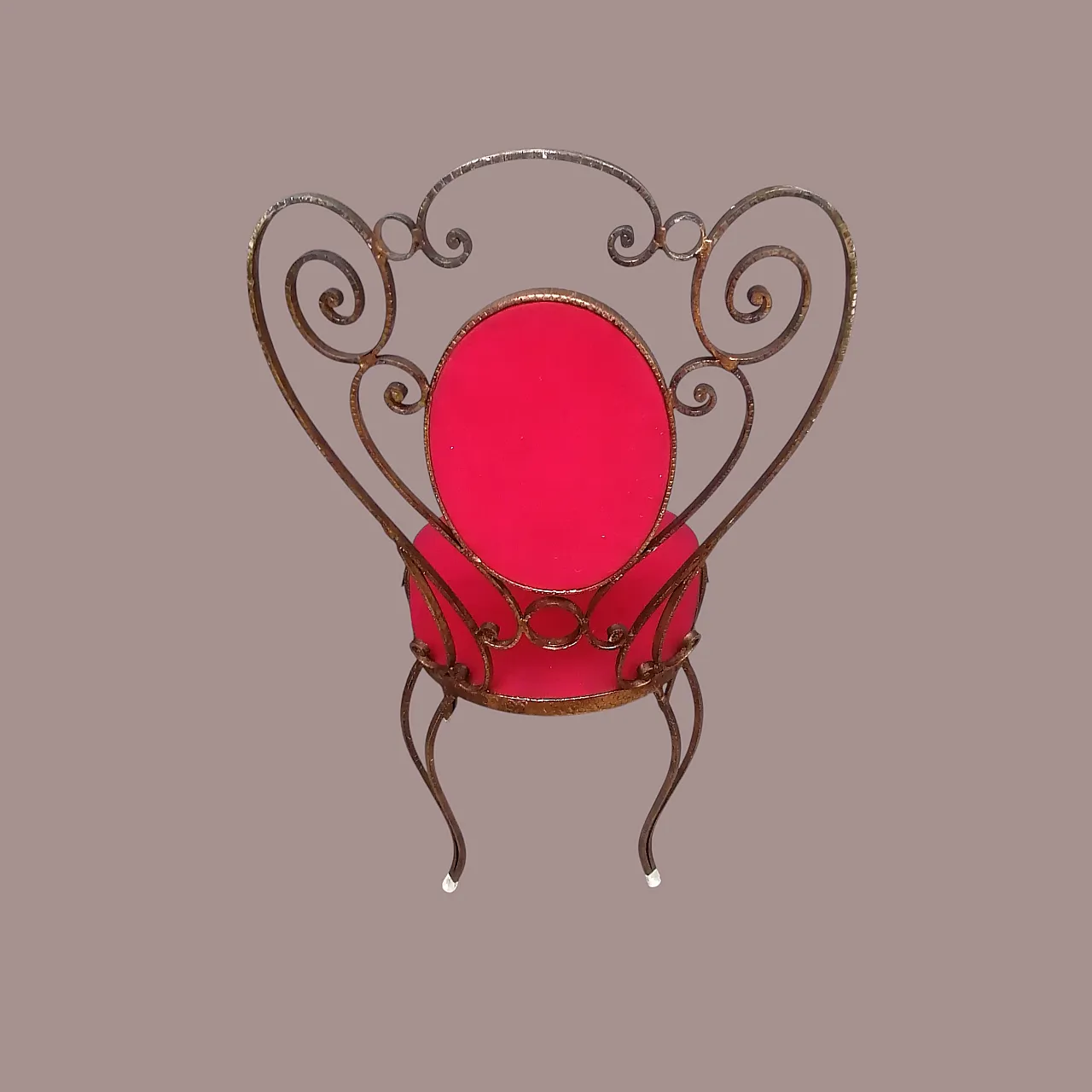 Specchiera e sedia in ferro battuto di Pierluigi Colli, anni '60 3