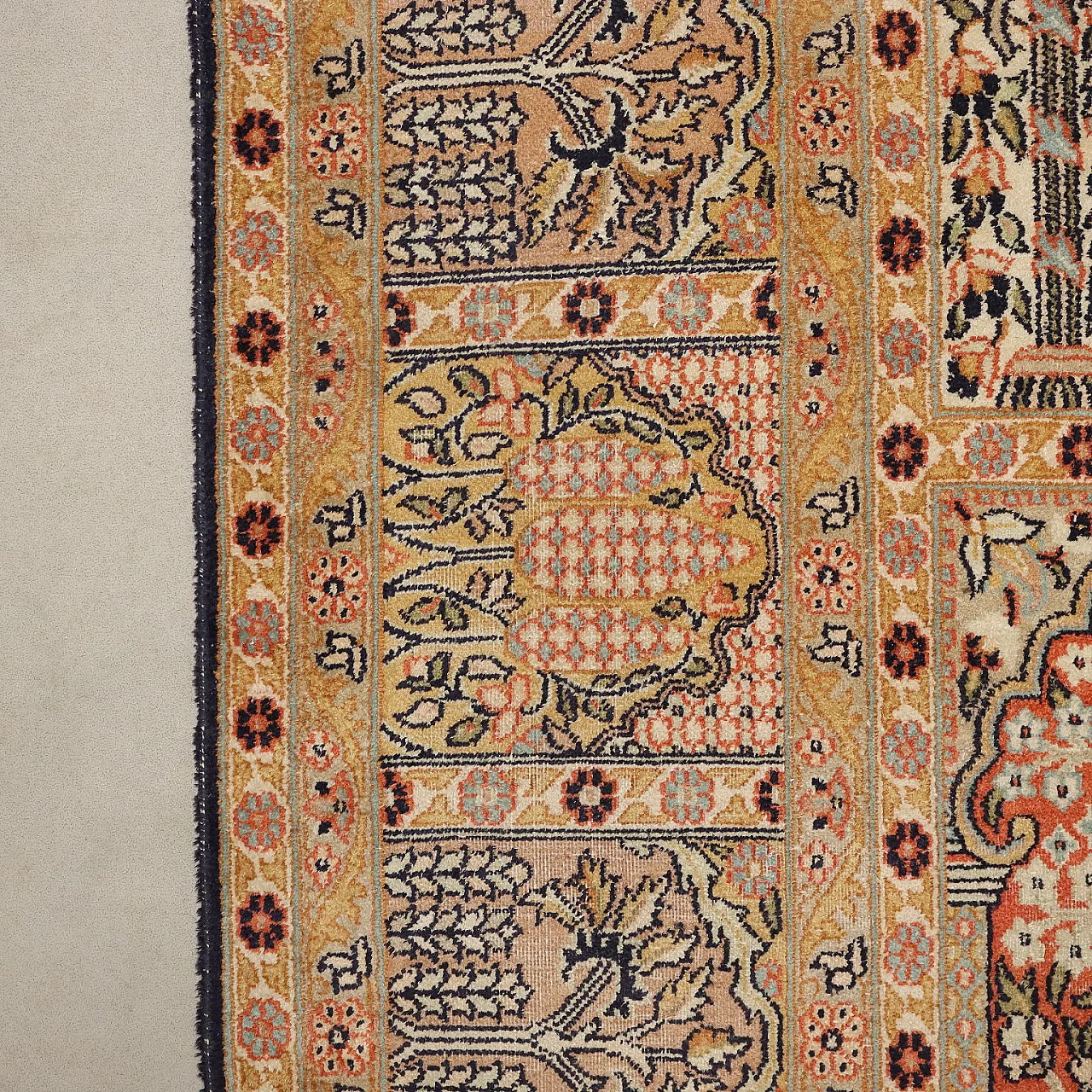 Tappeto Srinagar in cotone, lana e seta con nodo fine, '900 7