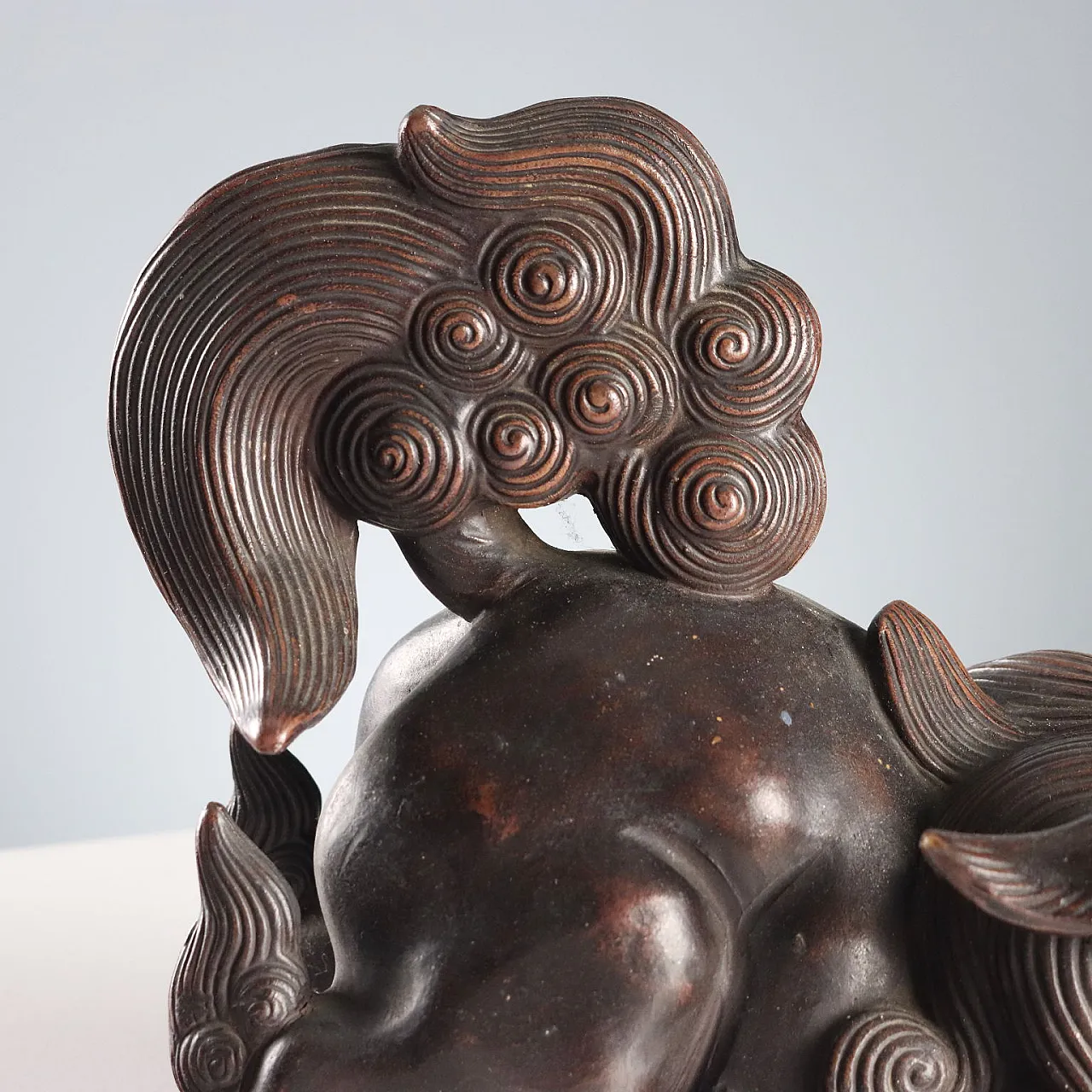 Dark patina bronze sculpture depicting a dog, 20th century 4