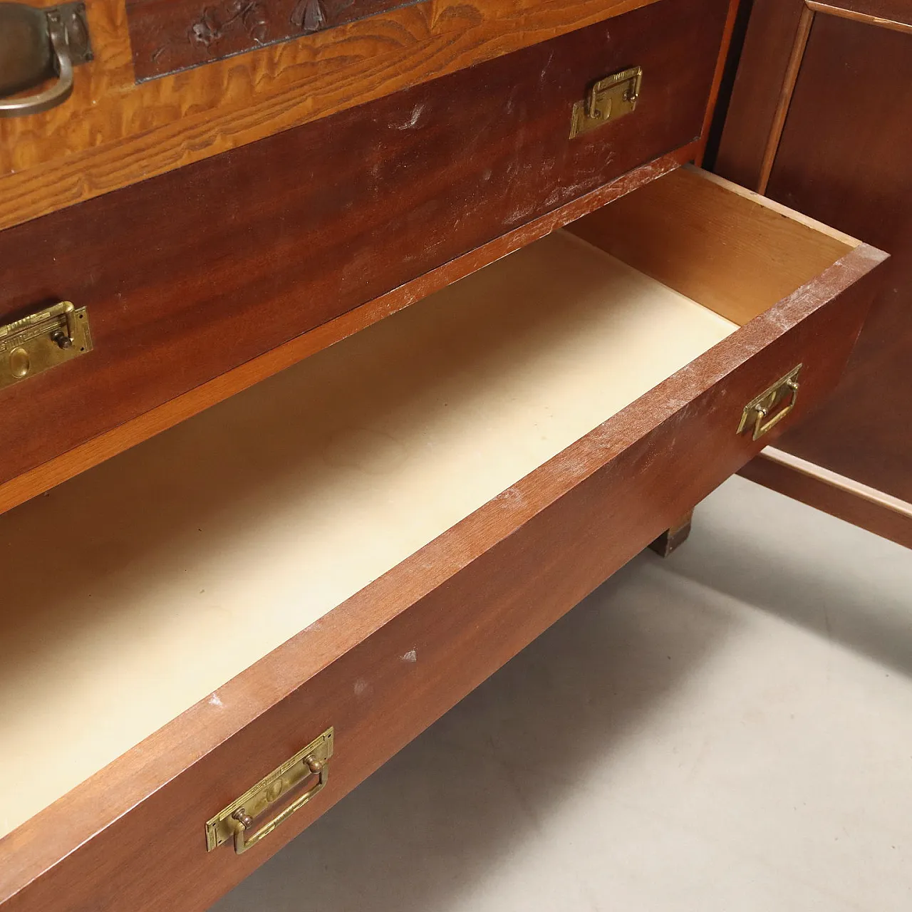 Cassettiera in rovere stile liberty in mogano e abete, primo '900 6