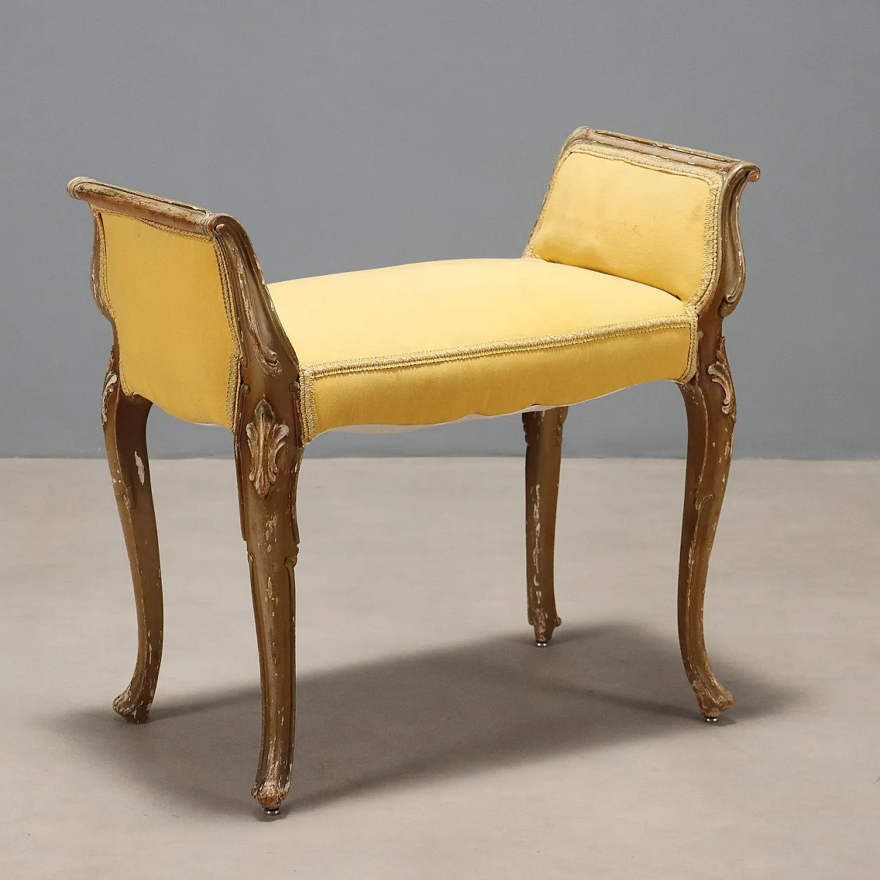 Baroque-style bench in carved wood, early 20th century 1