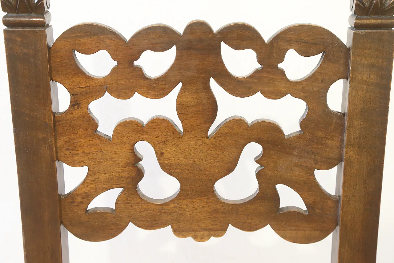 7 Neo-Renaissance chairs in solid walnut wood, 1940s 11