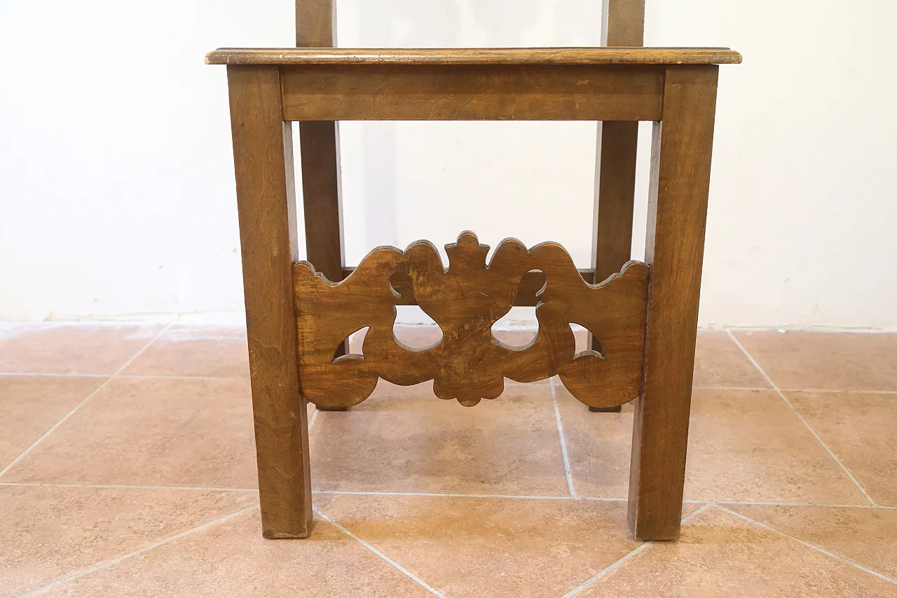 7 Neo-Renaissance chairs in solid walnut wood, 1940s 13