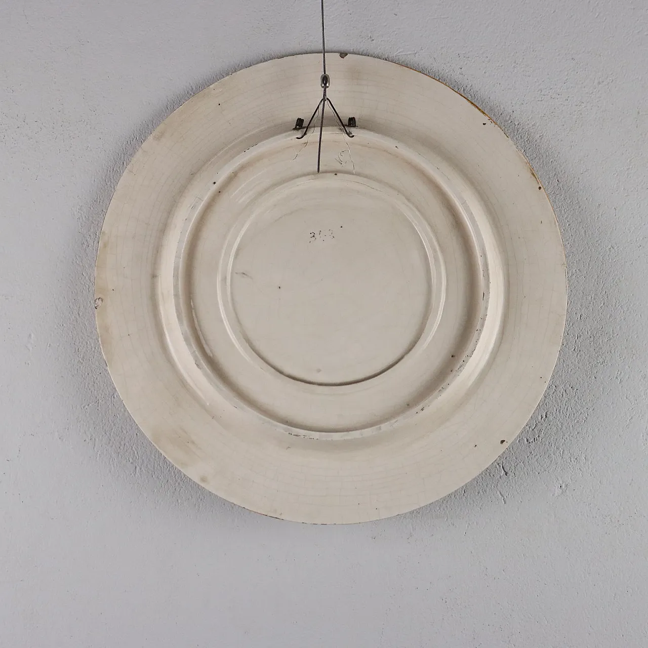 Piatto da esposizione in ceramica invetriata policroma, '900 10