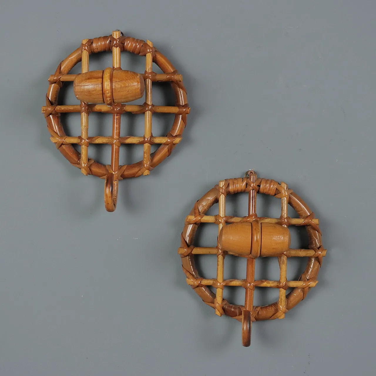 Pair of bamboo coat hangers, 20th century 1