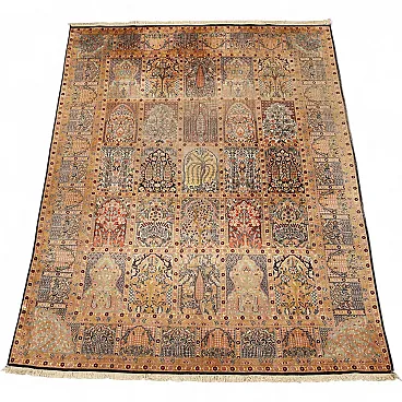 Tappeto Srinagar in cotone, lana e seta con nodo fine, '900