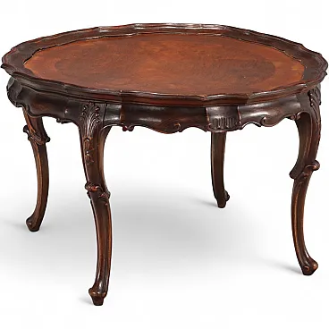 Tavolino in noce e faggio tinto, primo '900