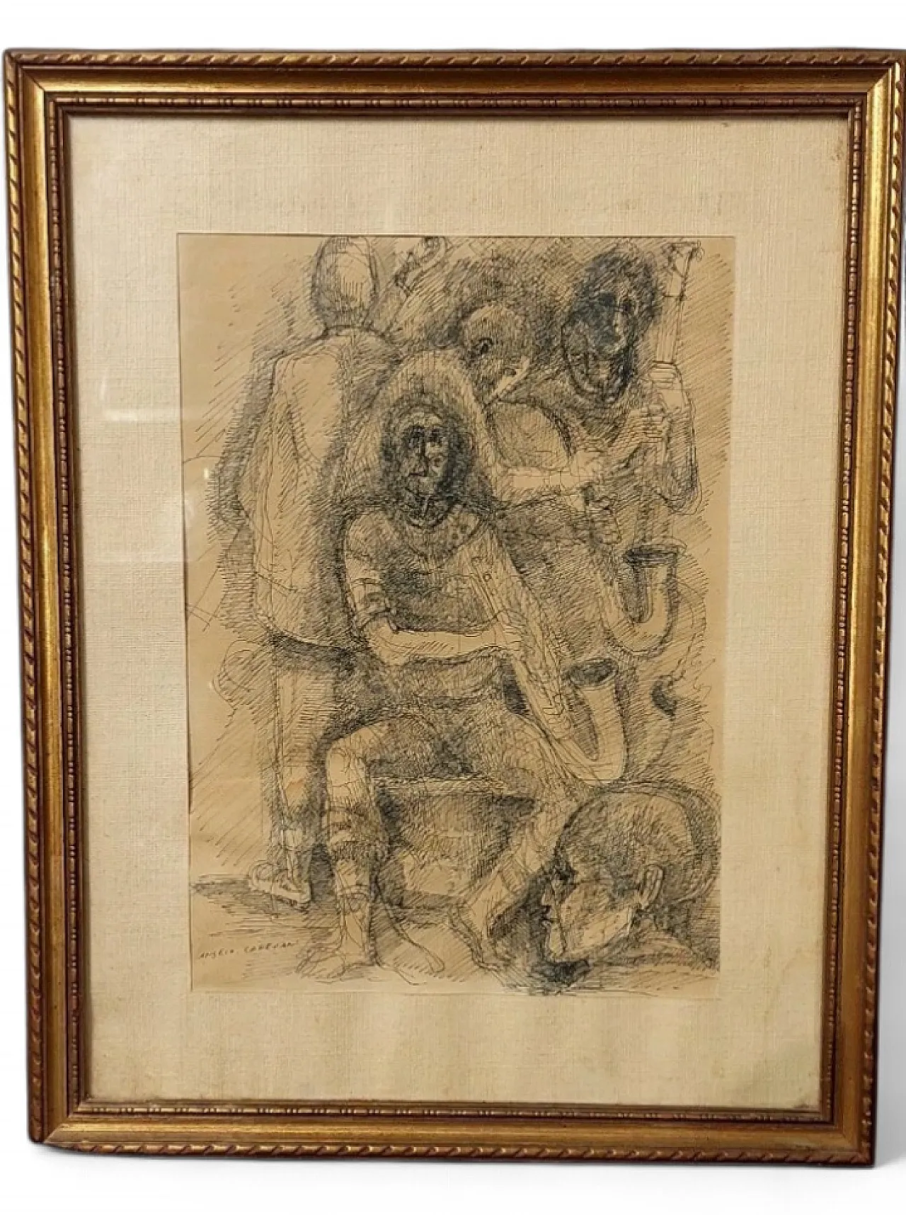 Figure di Angelo Canevari, disegno a china su carta, anni '60 9