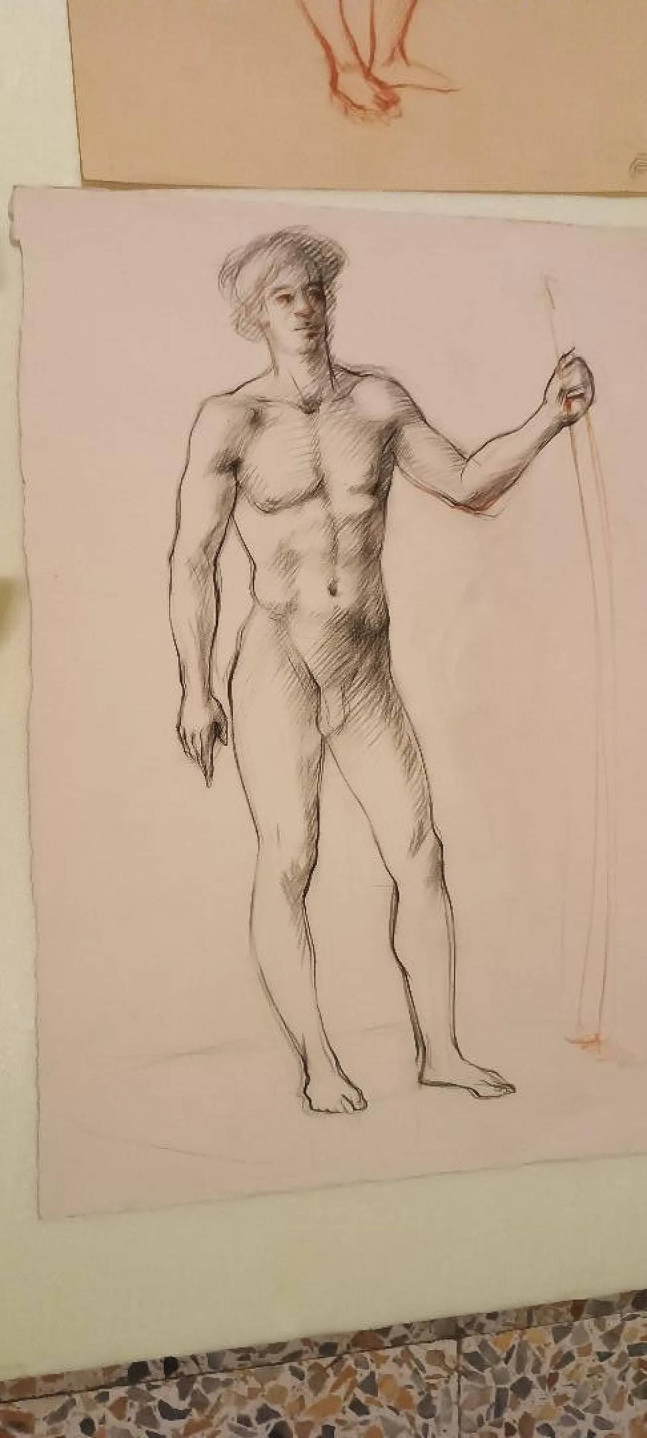 Nudi maschile e femminile, disegni a matita, metà '900 6