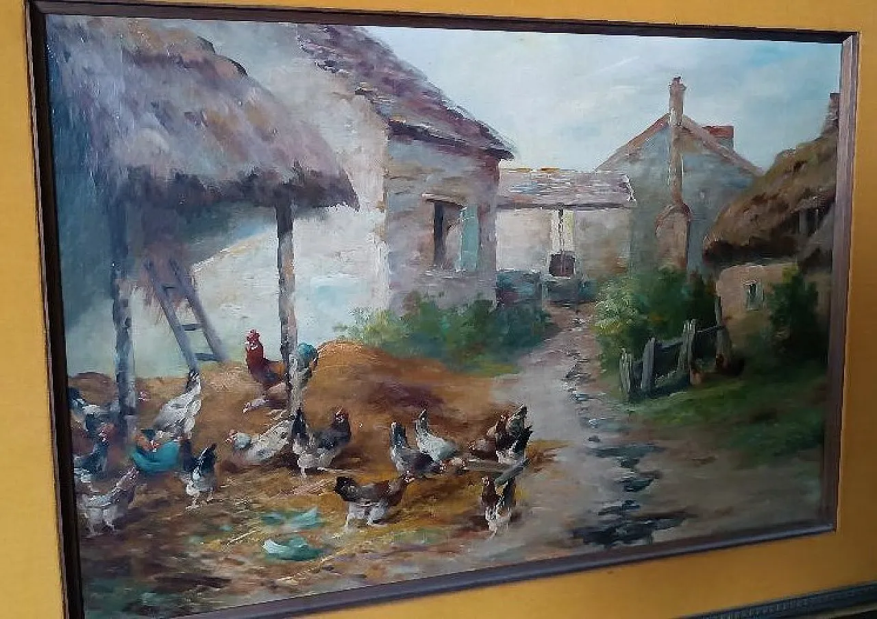 Landscape with Chickens by Edmond Van Coppenolle, 19th century 4