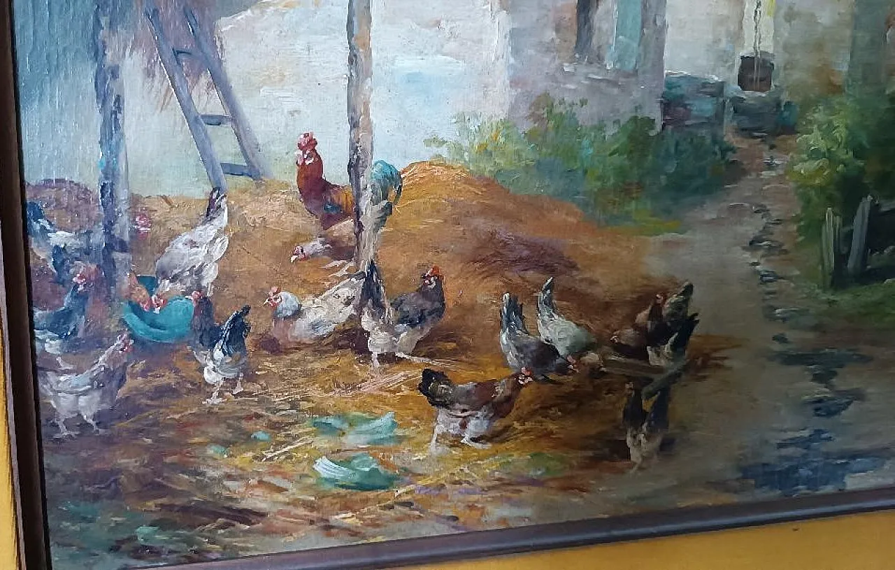 Landscape with Chickens by Edmond Van Coppenolle, 19th century 5