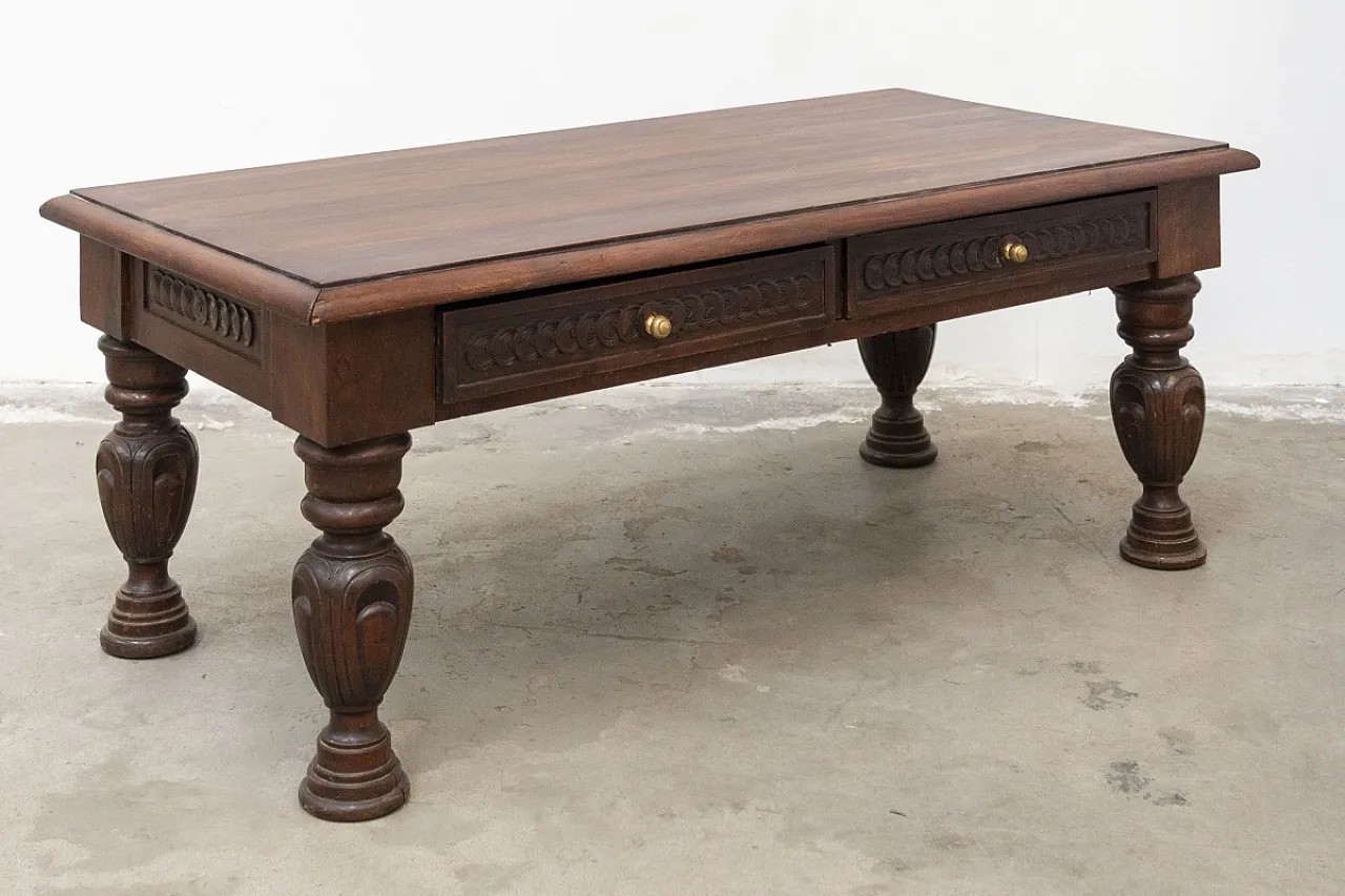 Tavolo basso in legno di noce, '900 4