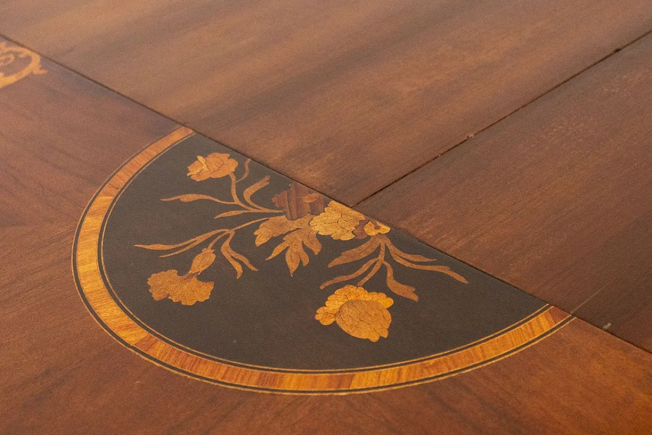 Tavolo rotondo allungabile in stile di noce, anni '50 6