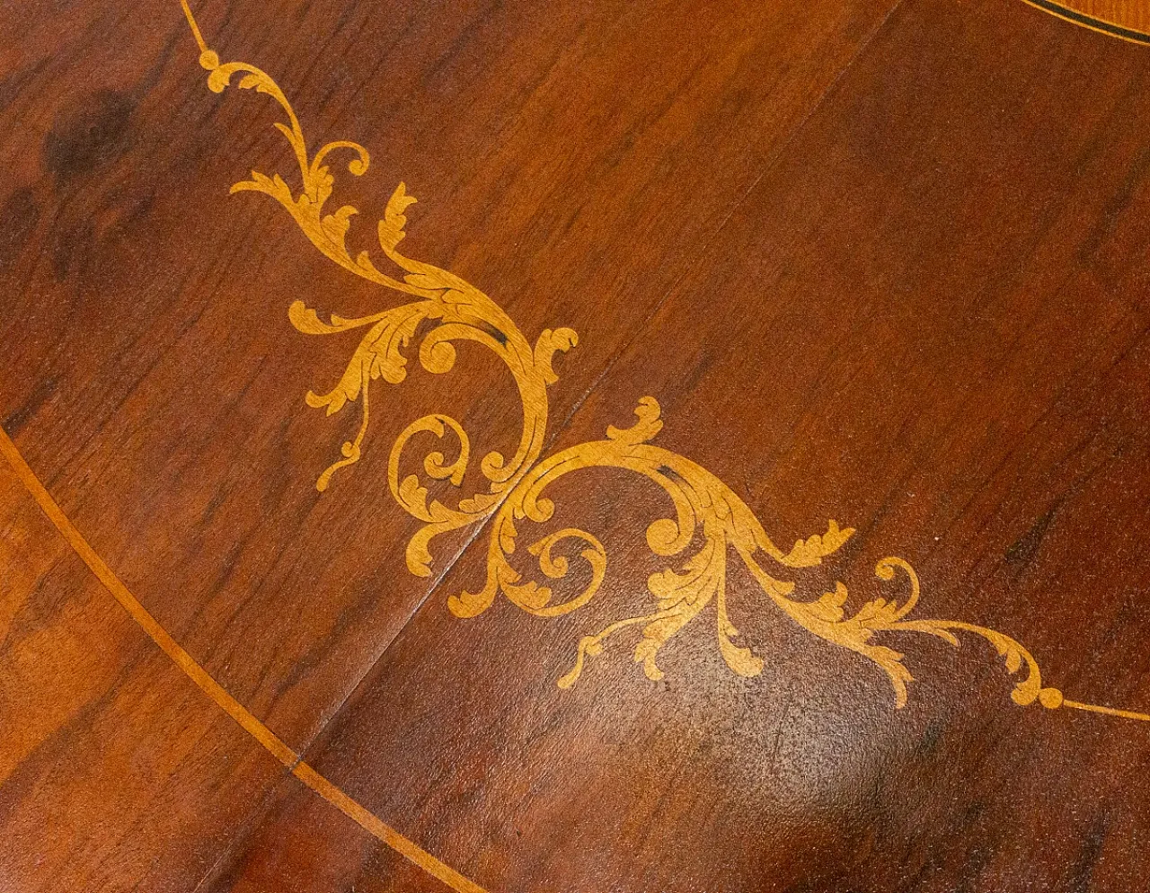 Tavolo rotondo allungabile in stile di noce, anni '50 12