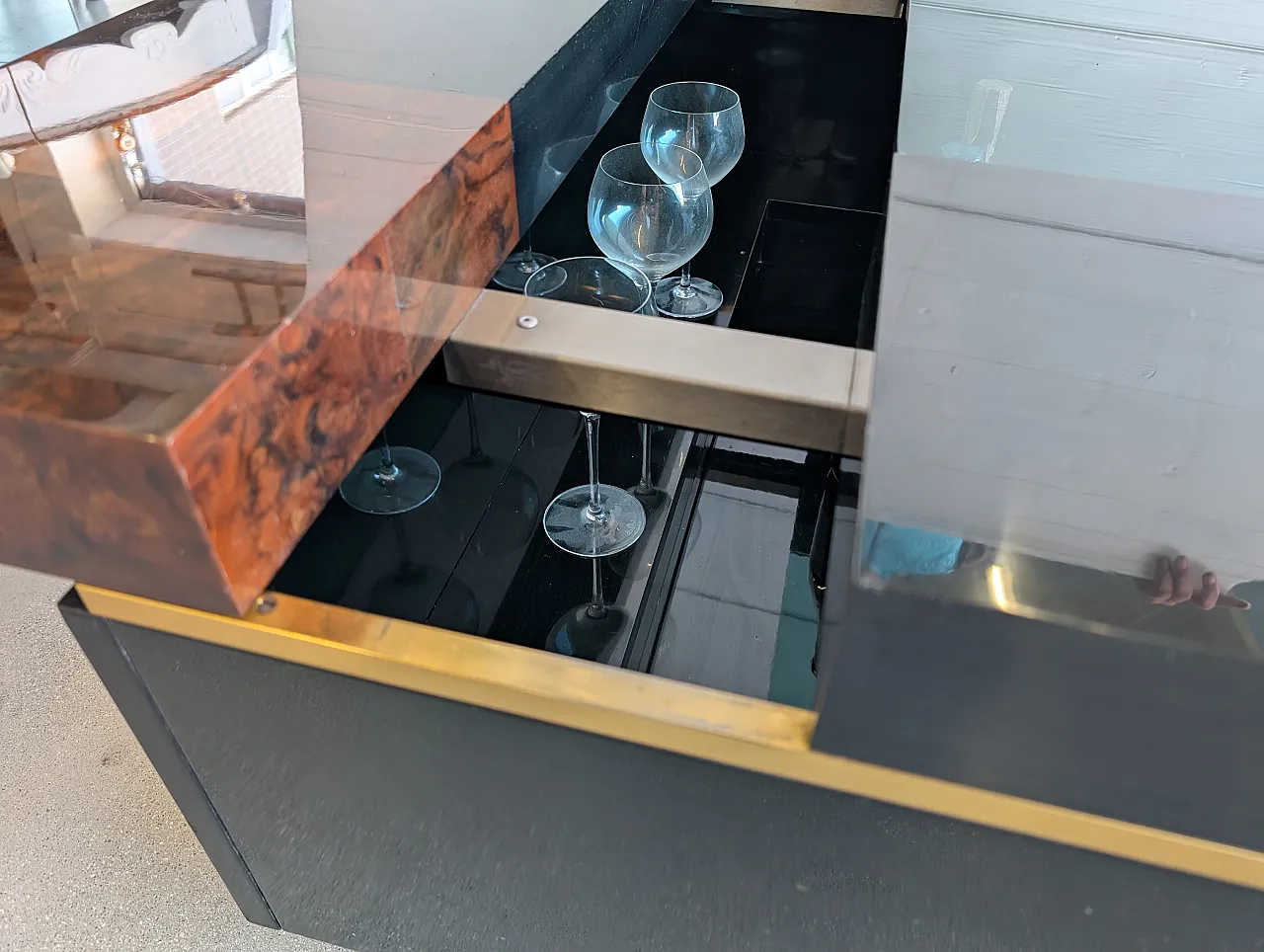 Container bar table in briar wood, Italy 1970 7