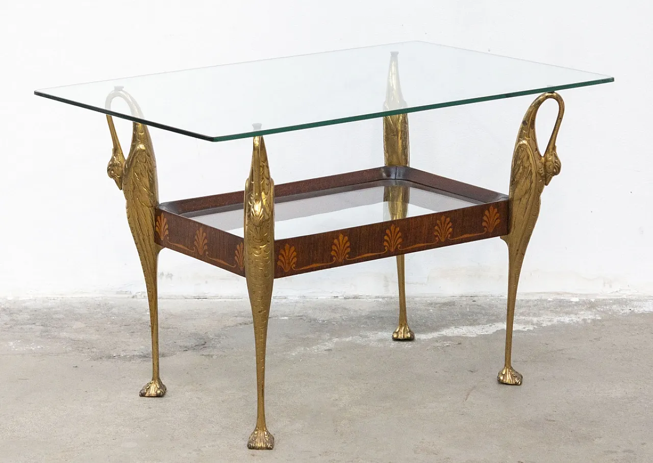 Wooden table decorated with walnut and maple inlays, 20th century 4