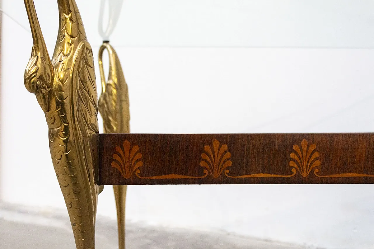 Wooden table decorated with walnut and maple inlays, 20th century 7