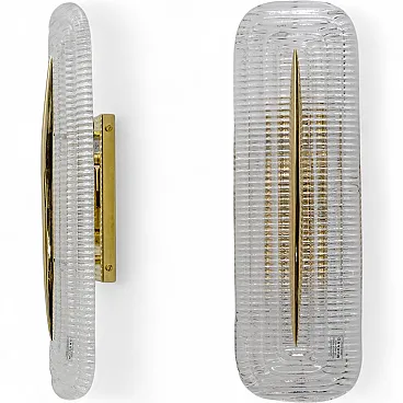 Pair of Modern Murano glass transparent and brass sconces, 2000s